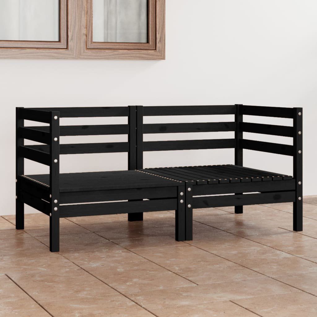 Schwarz Massivholz, 2-Sitzer-Gartensofa Teile Loungesofa 2 vidaXL Kiefer