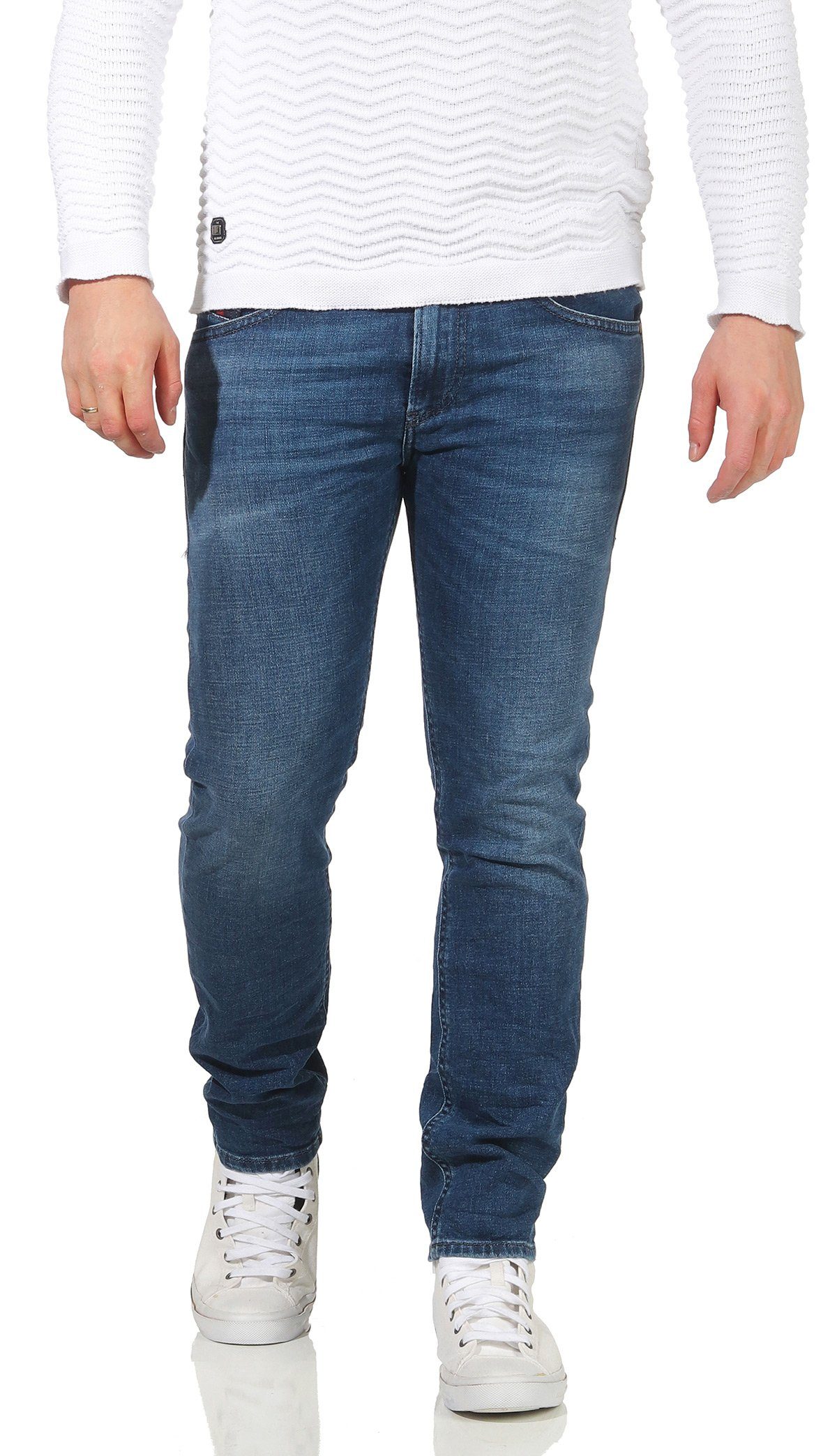 Diesel Slim-fit-Jeans »Herren Thommer 084UH« Blau, Röhrenjeans, Stretch,  5-Pocket-Style, Used-Look online kaufen | OTTO