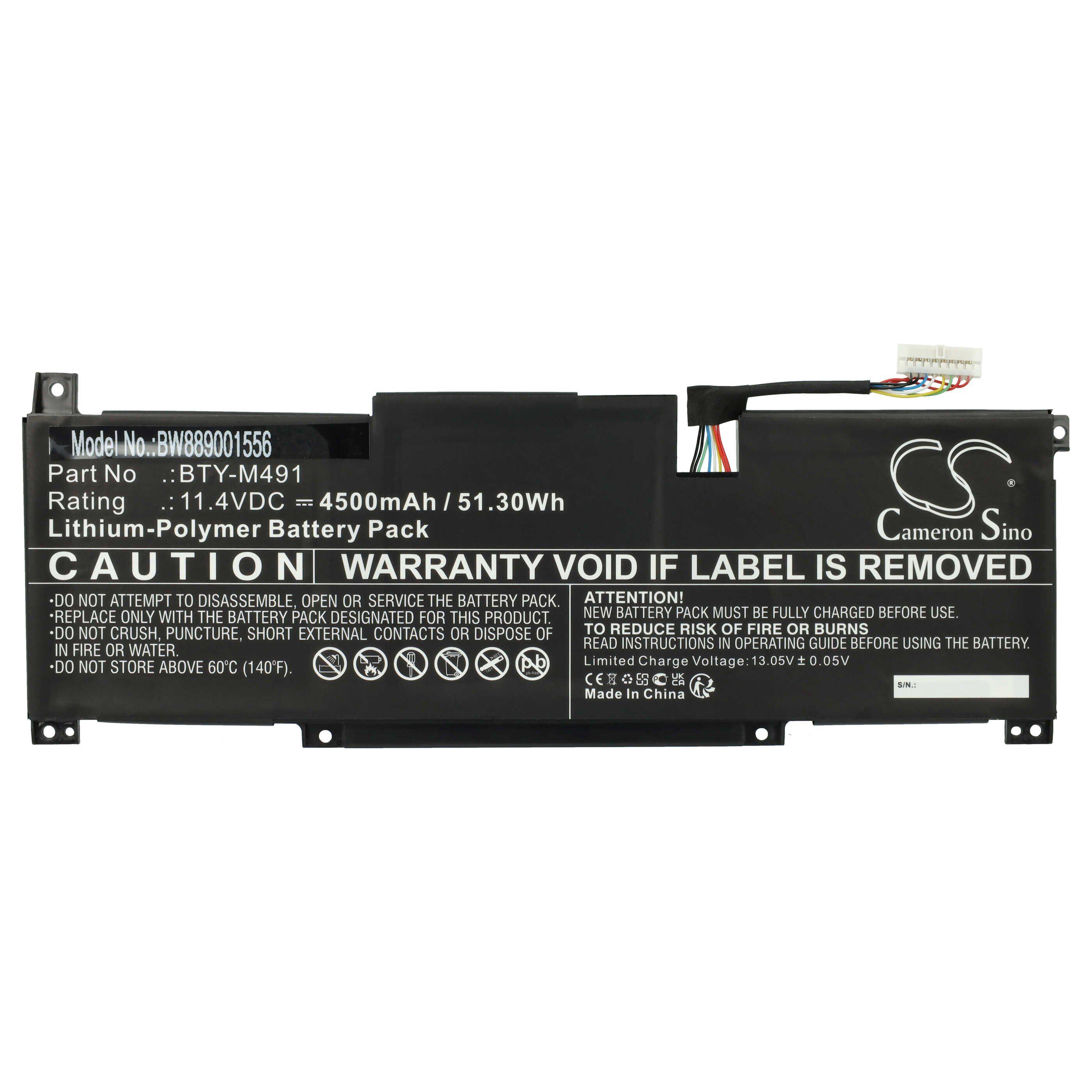 vhbw Akku Ersatz für MSI BTY-M491, S9N-0B3A2B0-AQ2, S9N-0B3A210-SB3 für Laptop-Akku Akku Li-Polymer 4500 mAh (11,4 V, 1 St), Leistungsfähiger Austausch-Akku für Notebook, Wiederaufladbar, Jede