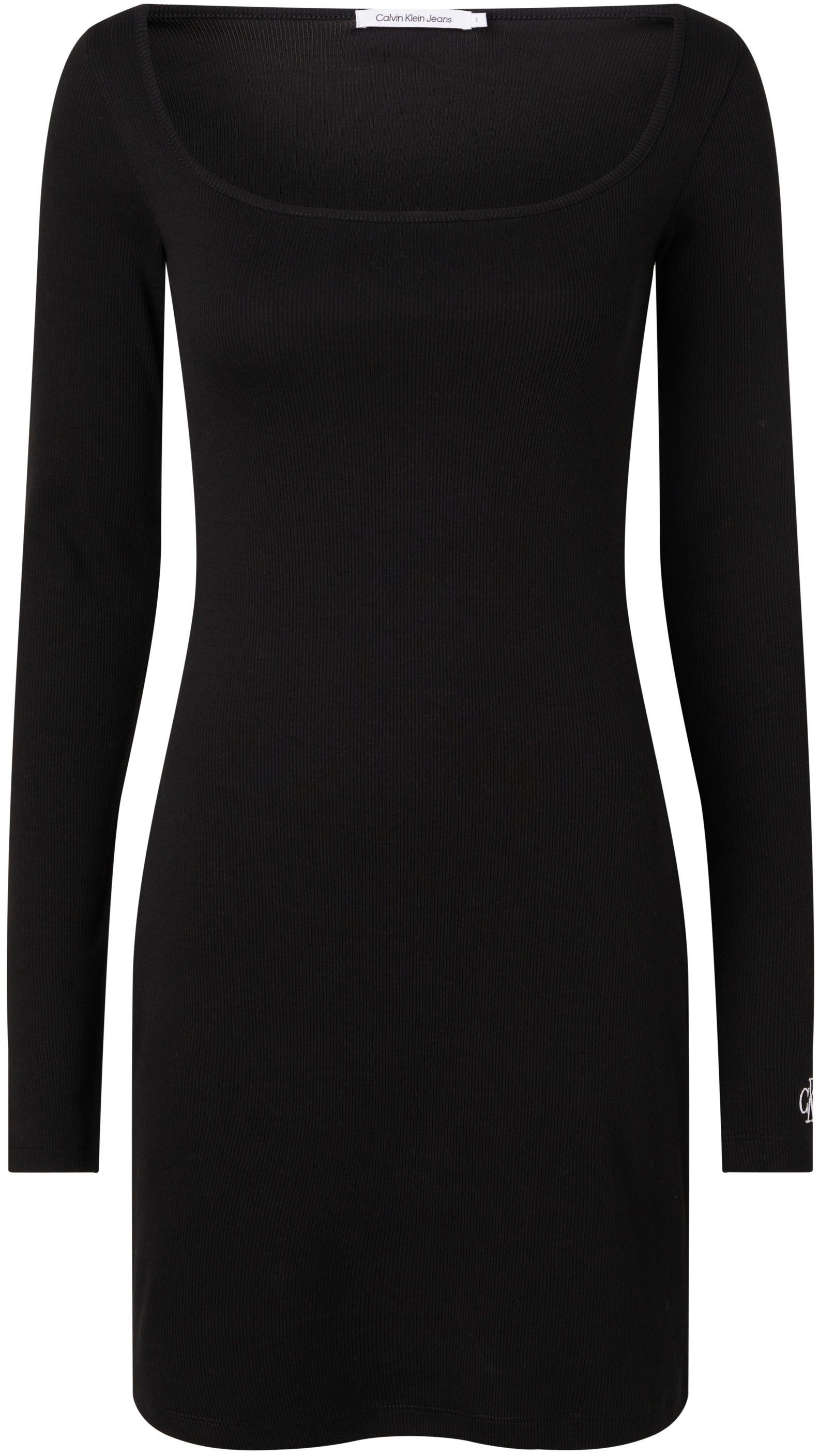 Calvin Klein Jeans Jerseykleid Calvin DRESS Jeans RIB Monogramm-Stickerei Klein mit SQUARE NECK