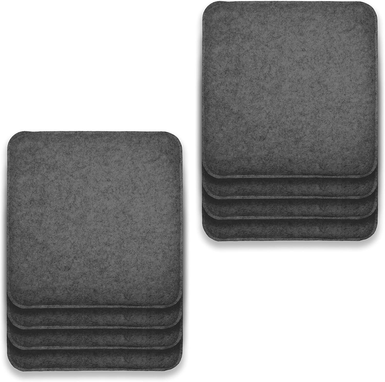 RUBBERNECK Stuhlkissen Rubberneck 8er Set rutschfeste Filz Sitzkissen Eckig, Stuhlkissen mit Antirutsch-Noppen - rutschfeste Oberfläche