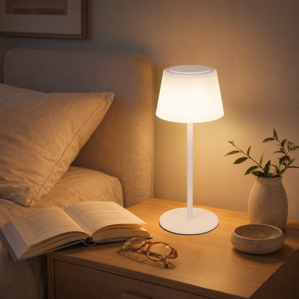 ZMH LED Tischleuchte Touch-Dimmer Tischlampen Modern 3600mAh Akku kabellos für Wohnzimmer, LED fest integriert, 3000-5000K, mit USB Aufladbar,4W,Warmweiß-Neutralweiß-Kaltweiß