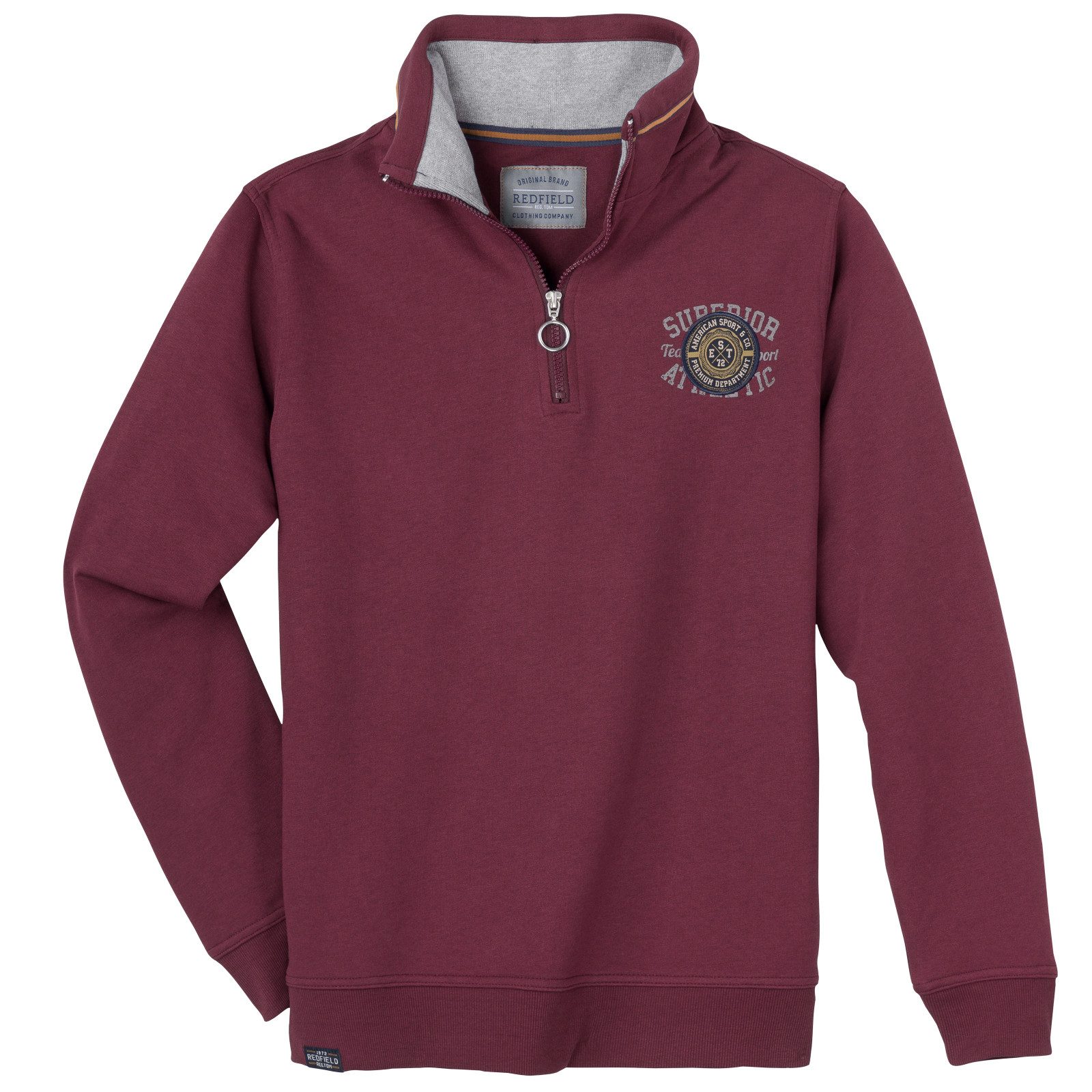 redfield Sweater Redfield Übergrößen pflaume Sweat-Troyer Brustpatch