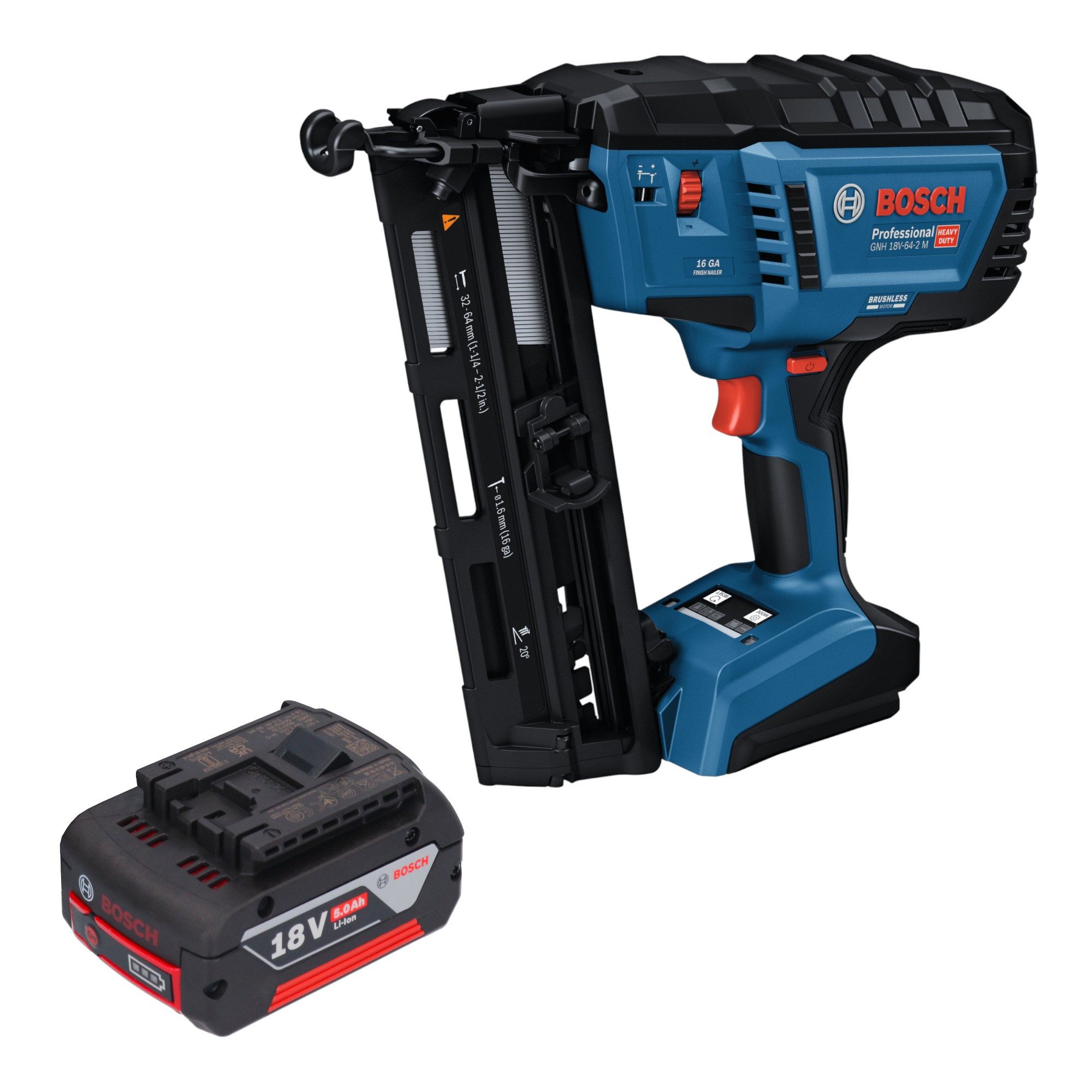 Bosch Professional Nagler GNH 18V-64-2 M Professional 18 V + 1x Akku 5,0 Ah - ohne Ladegerät