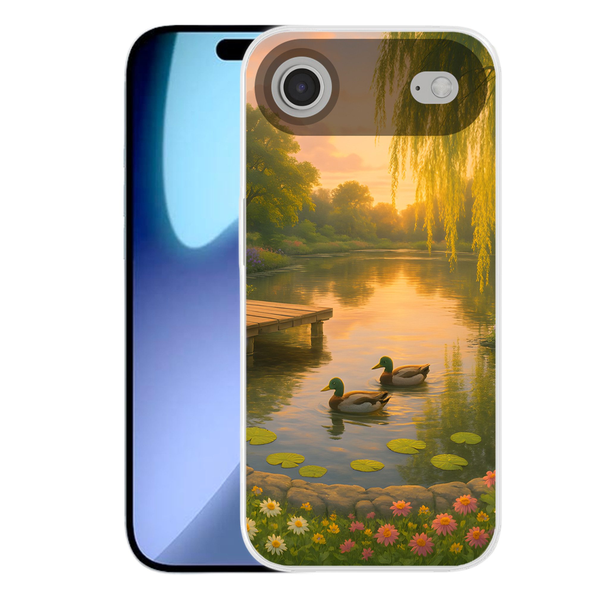 MuchoWow Handyhülle für Apple iPhone Air Enten - Teich - Blumen, Smartphone-Bumper, Print, Handy Schutzhülle Dünn