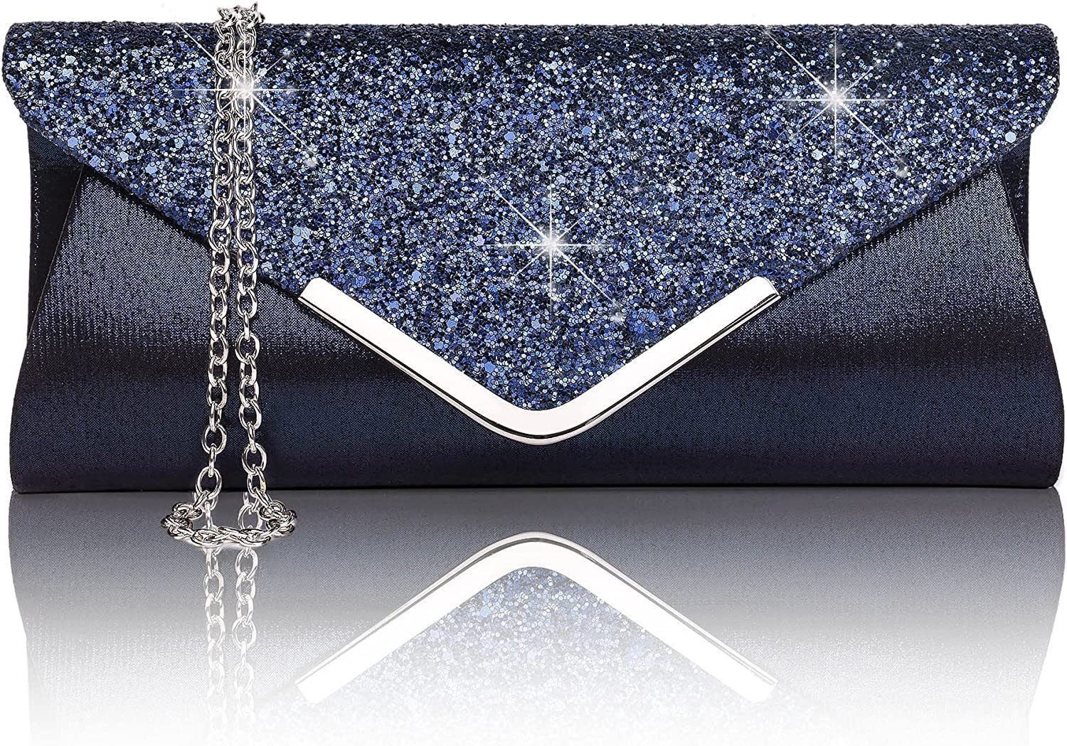 Fivejoy Abendtasche Frauen Glitter Umschlag Clutch Tasche, Mit Kette