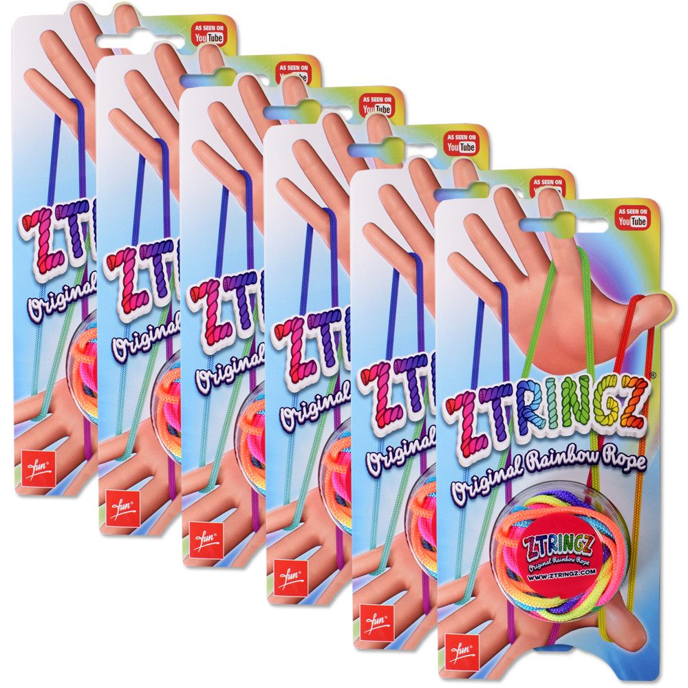 TE-Trend Lernspielzeug 6 Stück Ztringz Fingerspielzeug Schnurspiel Fadenspiel (6-St., Vielseitige Figuren), Motorik und Geschicklichkeit