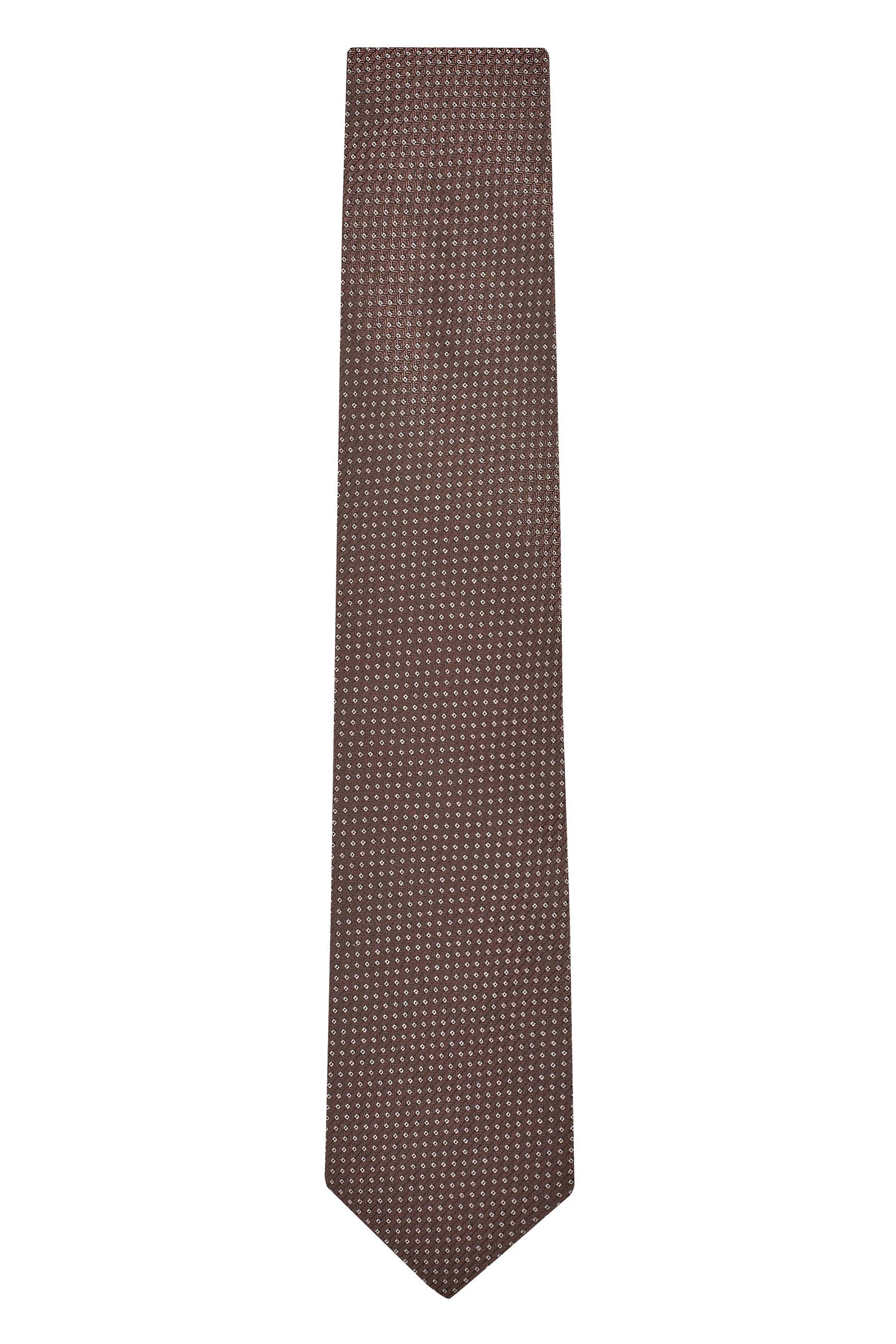Strukturierte Krawatte Seidenkrawatte, (1-St) breit Neutral Next Brown