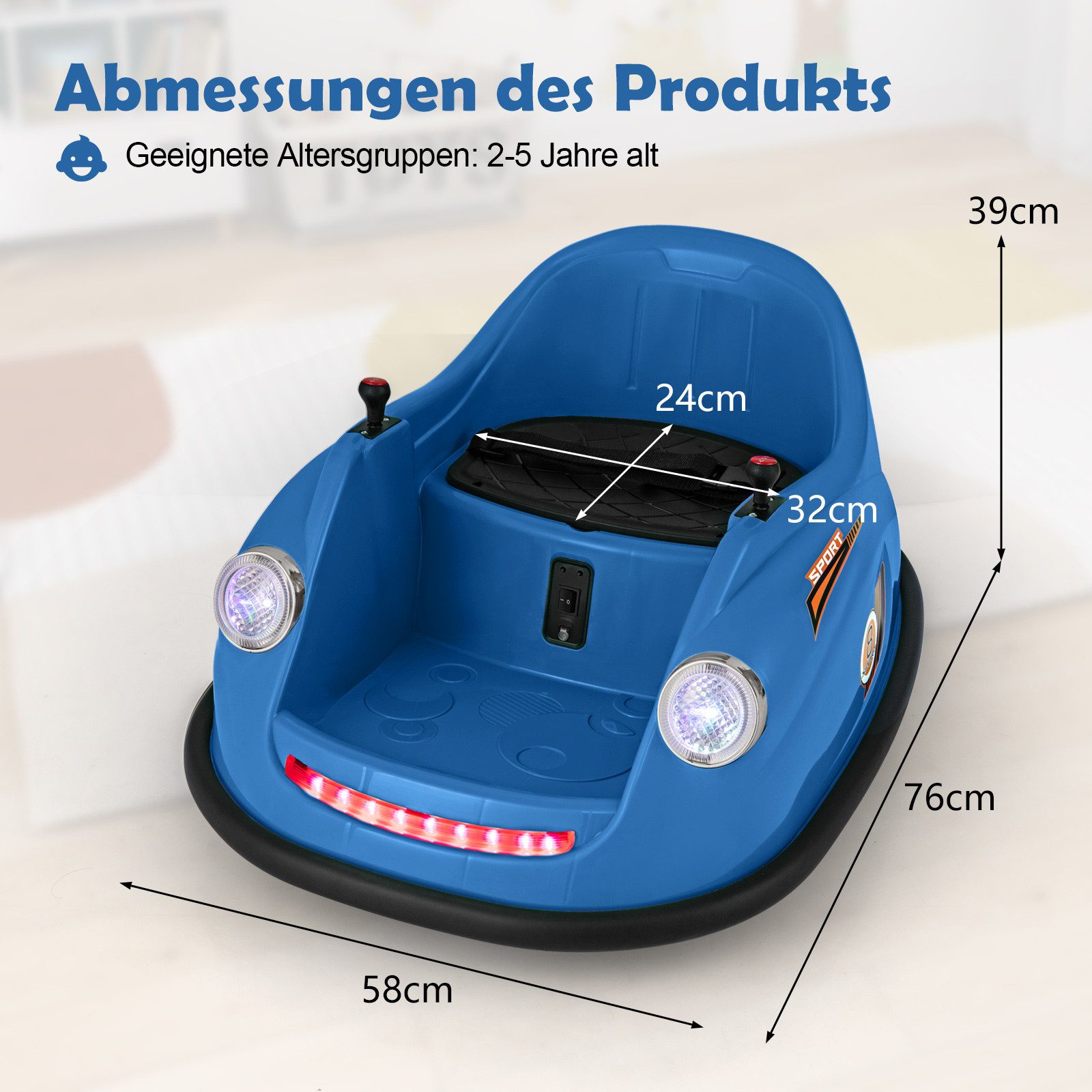 COSTWAY Elektro-Kinderauto, Belastbarkeit 20 kg, Elektroauto mit LED-Lichte günstig online kaufen