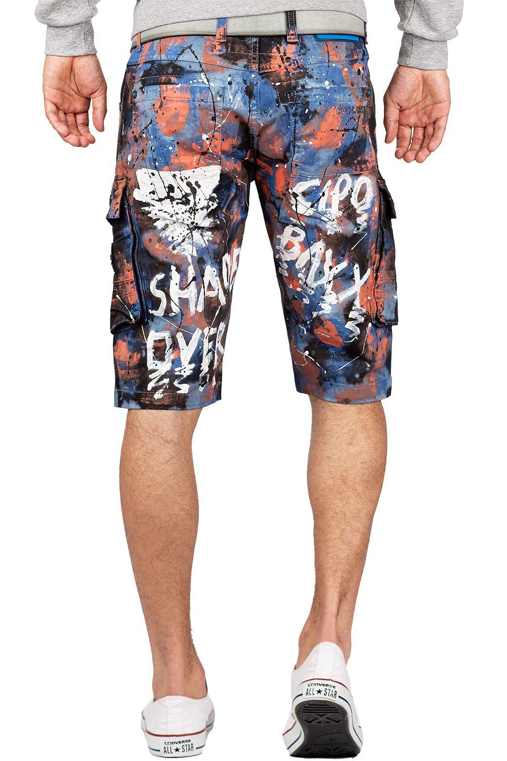 Cipo & Baxx Jeansshorts Herren Regular Fit Kurze Hose Mid Waist BA-CK204 Einzigartiges Design mit Graffiti-Paint-Style – Bild 2 von 5