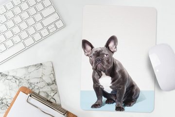 MuchoWow Mauspad Französische Bulldogge - Portrait - Schwarz (1-St), Gaming, Mousepad, Büro, 18x27 cm, Mausunterlage