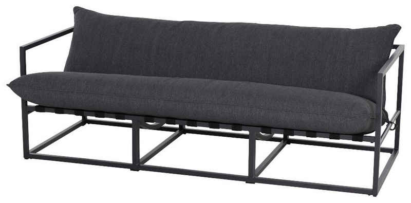 Siena Garden Loungesofa Monza, 3-Sitzer Sofa, Aluminiumgestell matt anthrazit, Kissen jeans grey