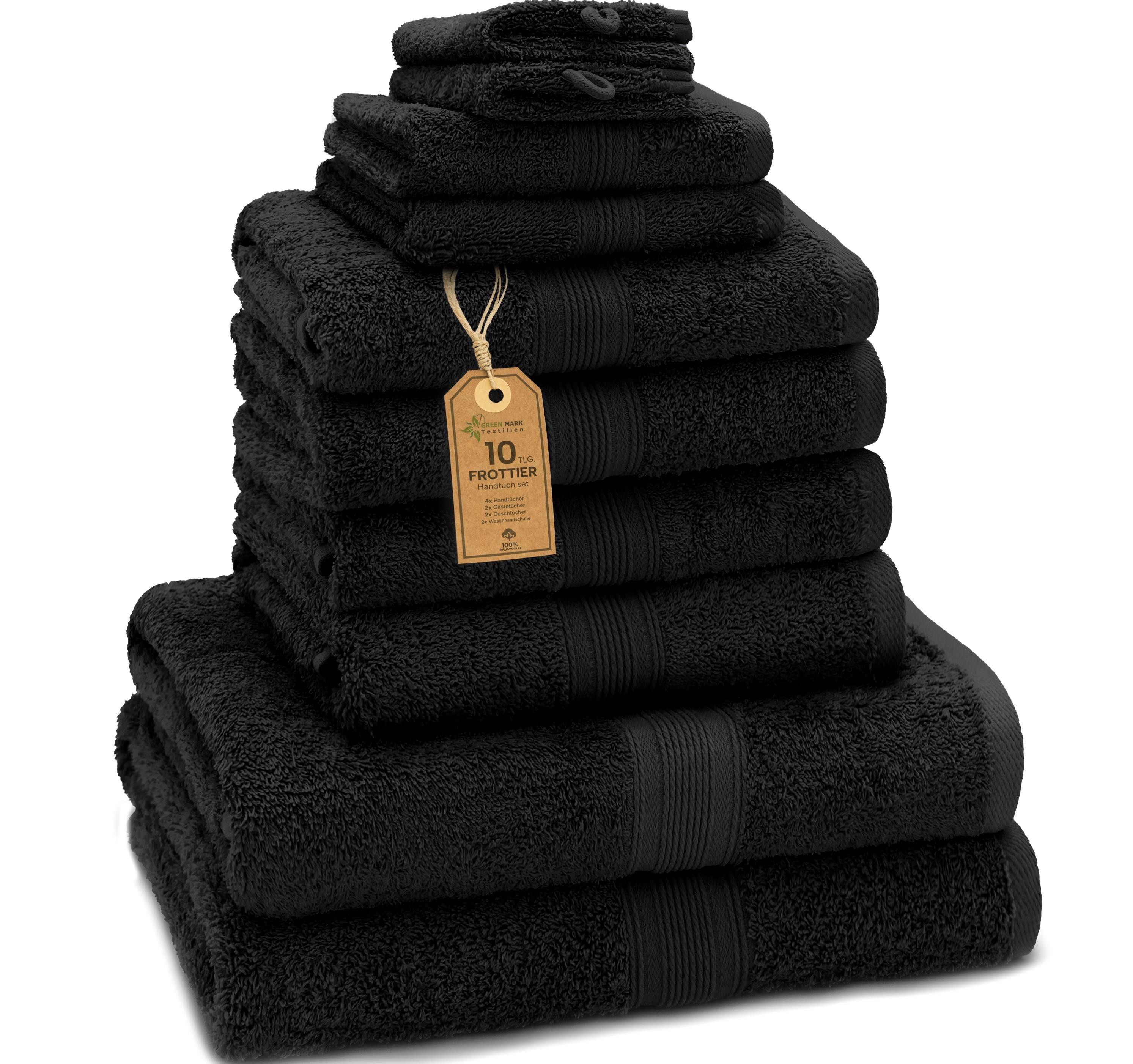 NatureMark Handtuch Set 10 tlg. Frottier Handtuch-Set, 100% Baumwolle (10-St), 4X Handtücher, 2X Duschtücher, 2X Gästetücher, 2X Waschhandschuhe