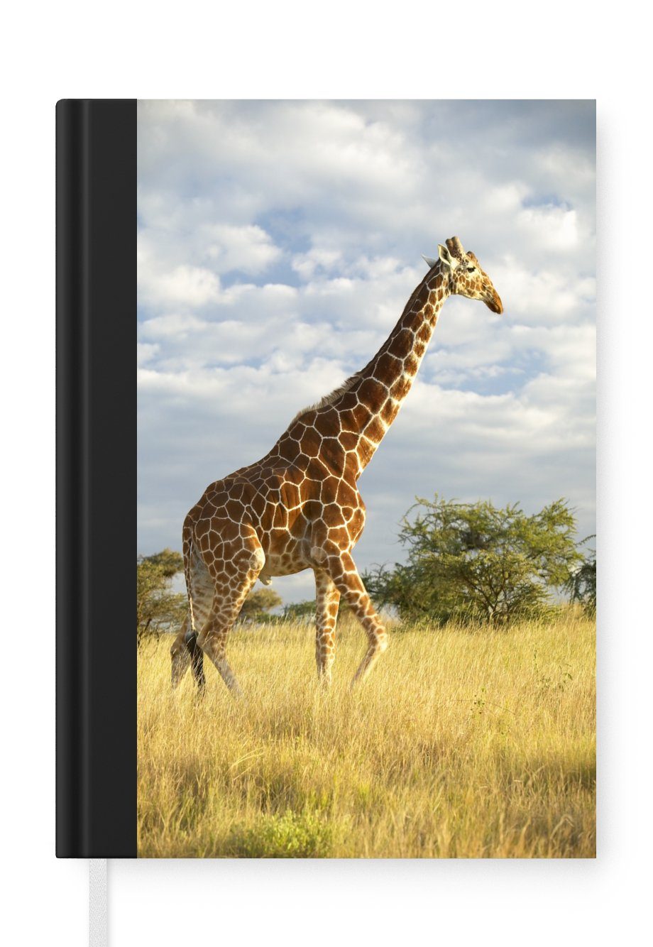 MuchoWow Notizbuch Giraffe - Himmel - Gras, Journal, Merkzettel, Tagebuch, Notizheft, A5, 98 Seiten, Haushaltsbuch