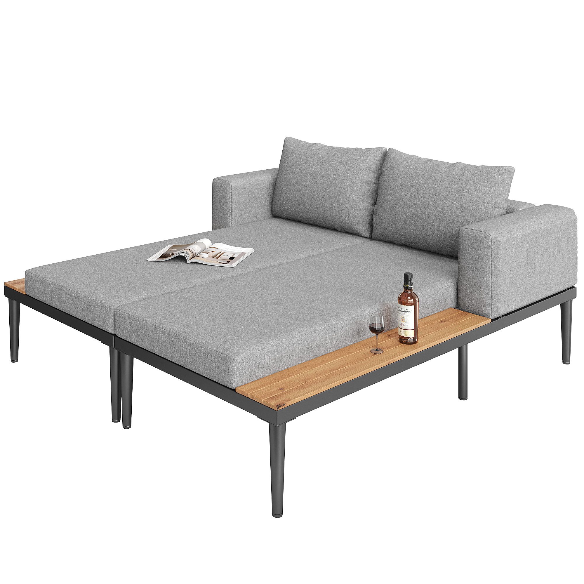 ROYGBIV Gartenliege Multifunktionales Outdoor-Liegebett mit Regalen günstig online kaufen