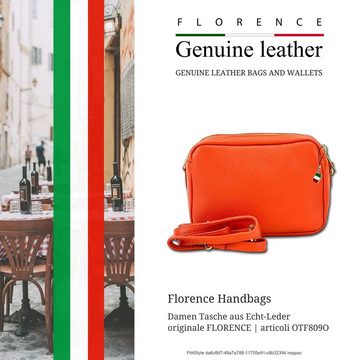 FLORENCE Umhängetasche Florence Umhängetasche Damen Tasche (Umhängetasche), Damen Leder Umhängetasche, orange ca. 22cm