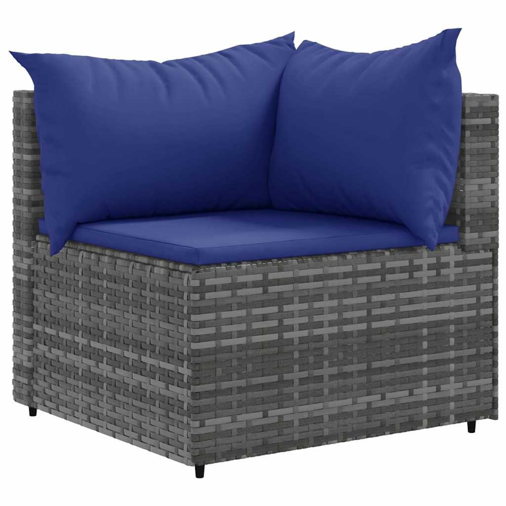 vidaXL Gartenlounge-Set 6-tlg. Garten-Lounge-Set mit Kissen Grau Poly Rattan, (1-tlg)