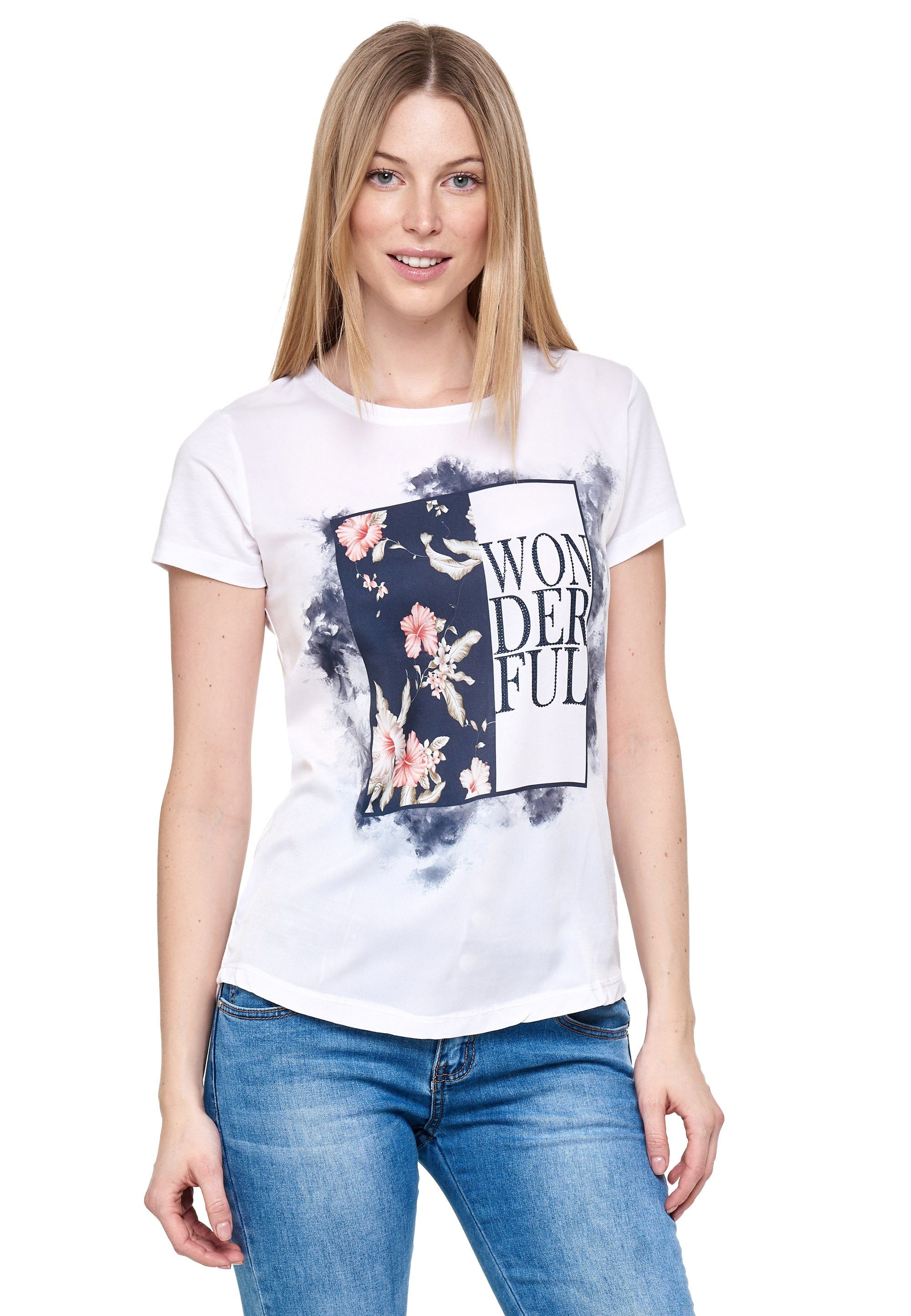 Decay T-Shirt schickem Blumenmotiv mit