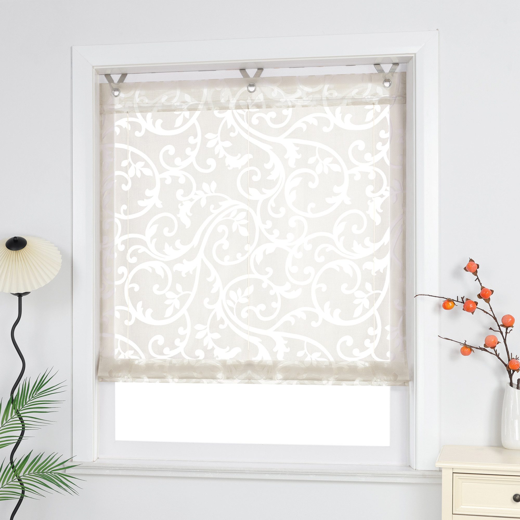 Joyswahl Raffrollo, mit Hakenaufhängung, Voile Ausbrenner, mit Reben günstig online kaufen