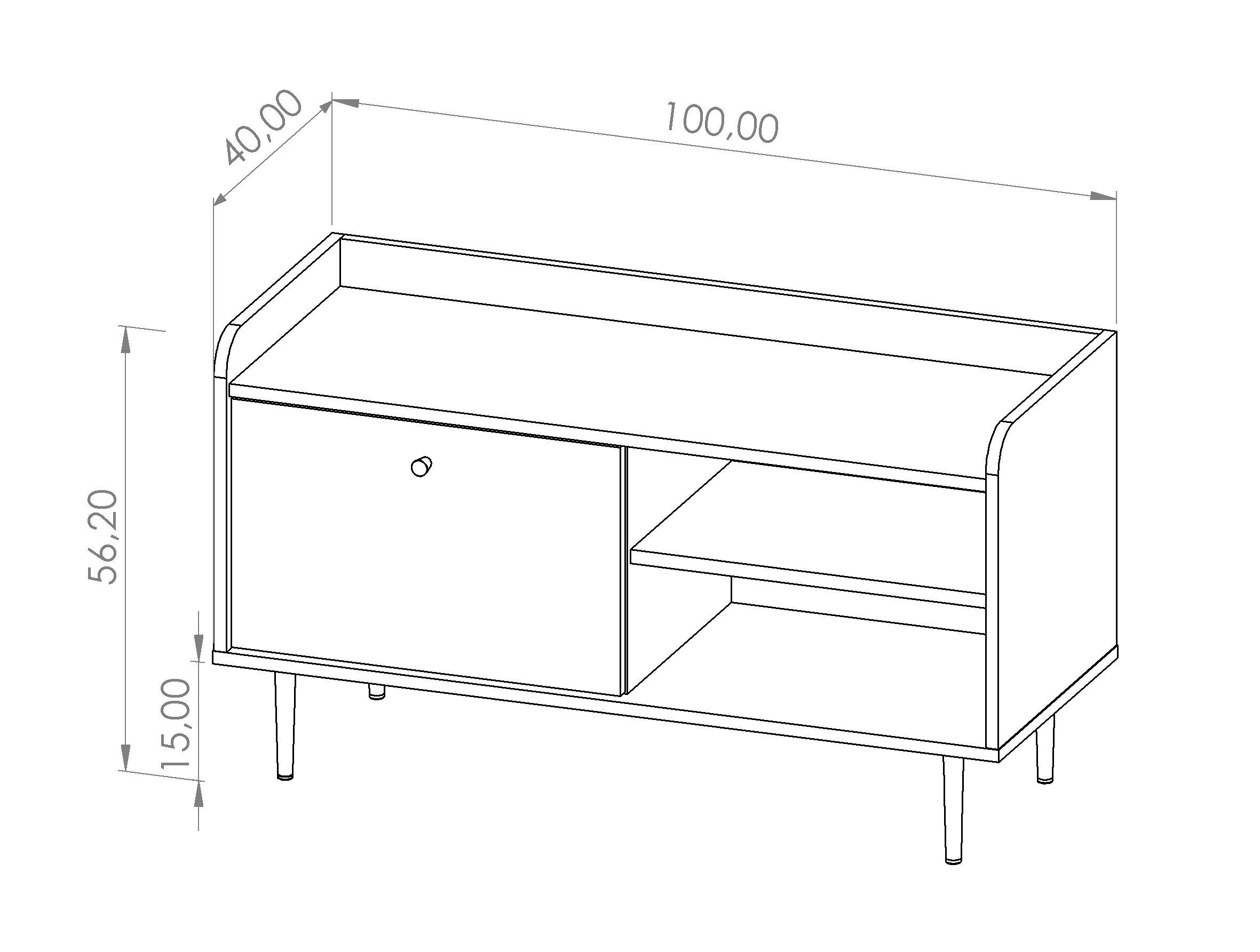 Furnix TV-Schrank VASINIE Sideboard Klapptür Brandy-Castello-Holz x Scharniere B100 cm, Close T40 Fächer Soft & H56,2 x offene in