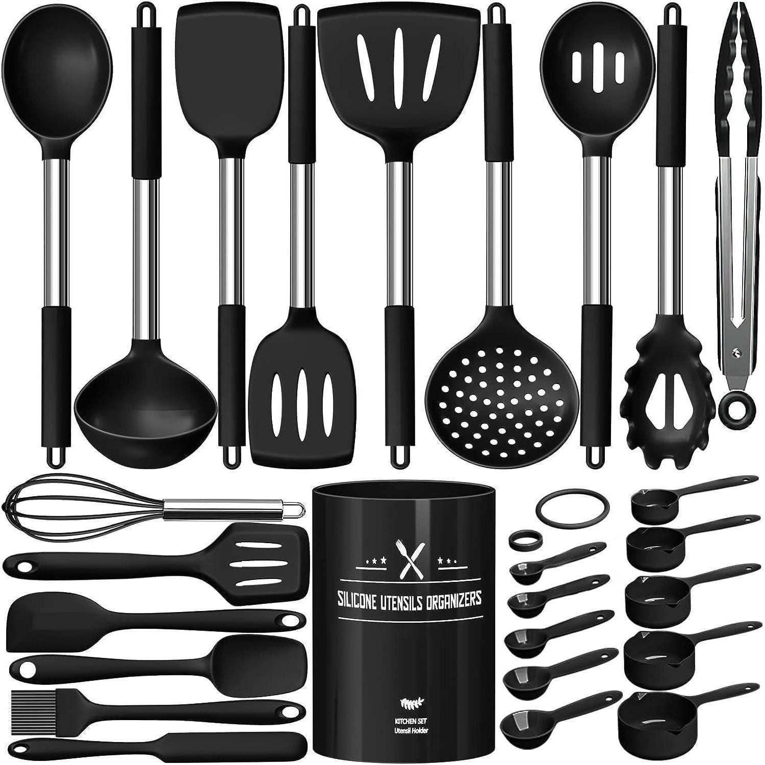 Terlulu Kochbesteck-Set 26-teiliges Silikon Kochutensilien Set mit