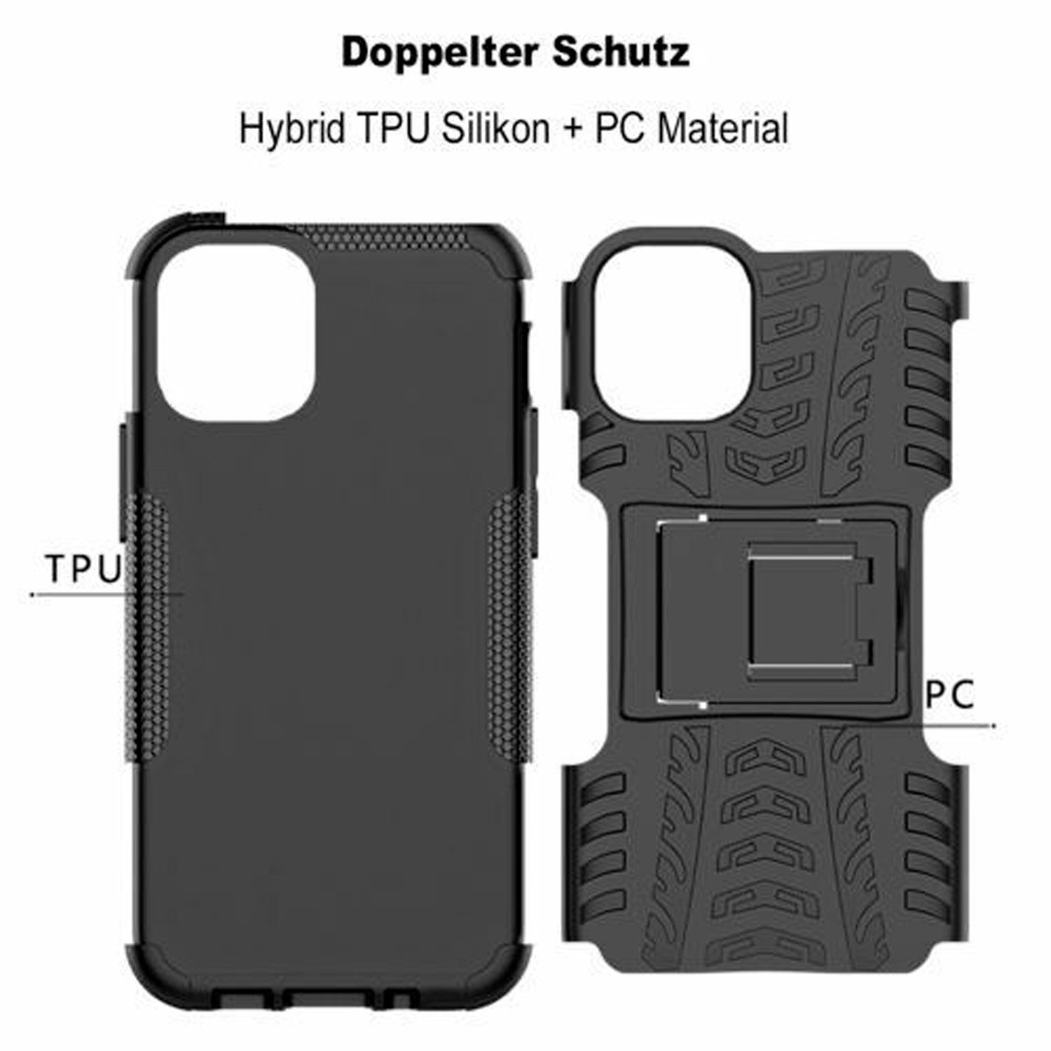betterfon Handyhülle für Apple iPhone Robuste Outdoor Schutzhülle Panzer Case, Stoßfeste Dual-Layer Hülle mit Kickstand kratzfest und formstabil