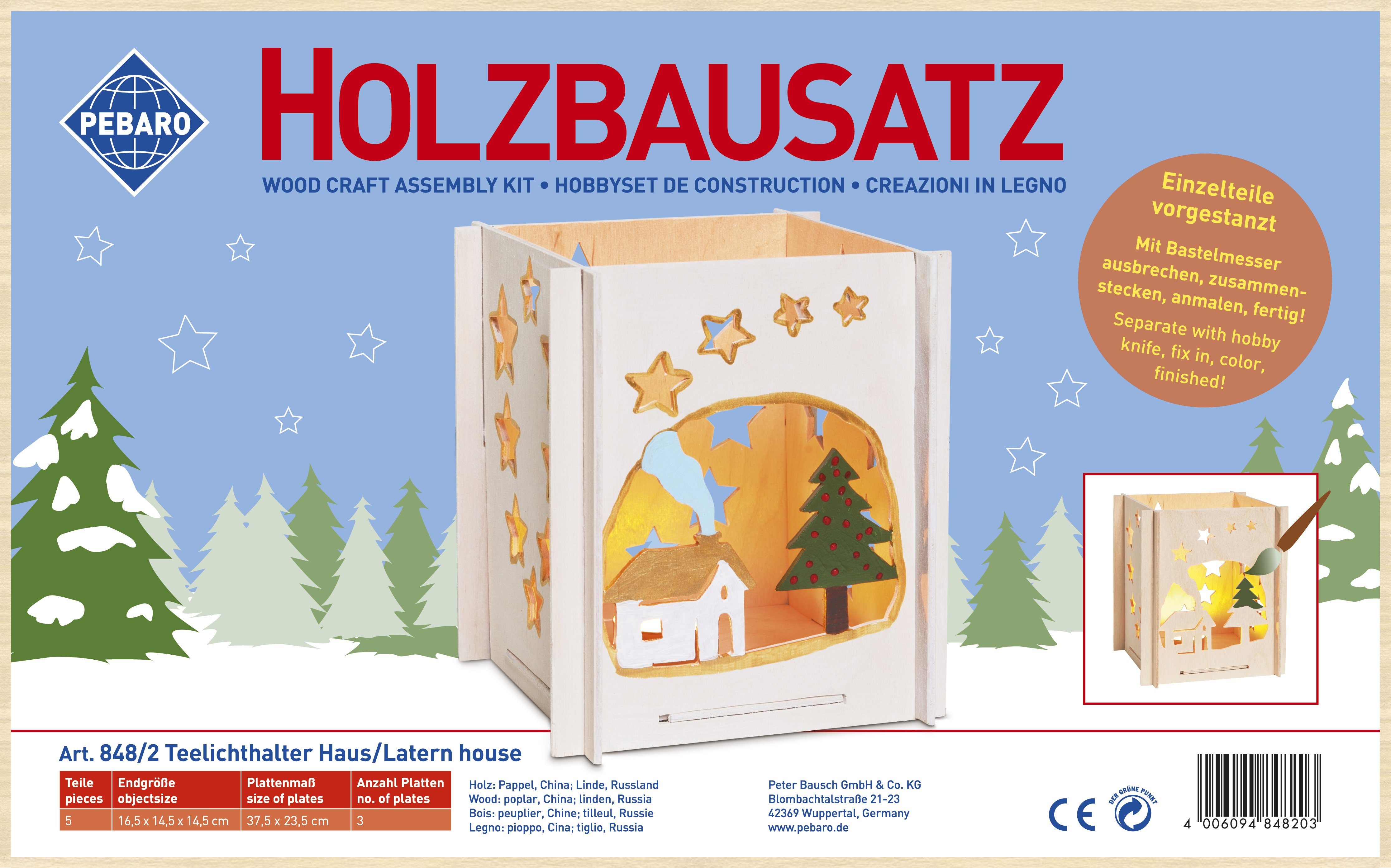 Pebaro 3D-Puzzle Holzbausatz Laterne 5 Haus, 848/2, Puzzleteile