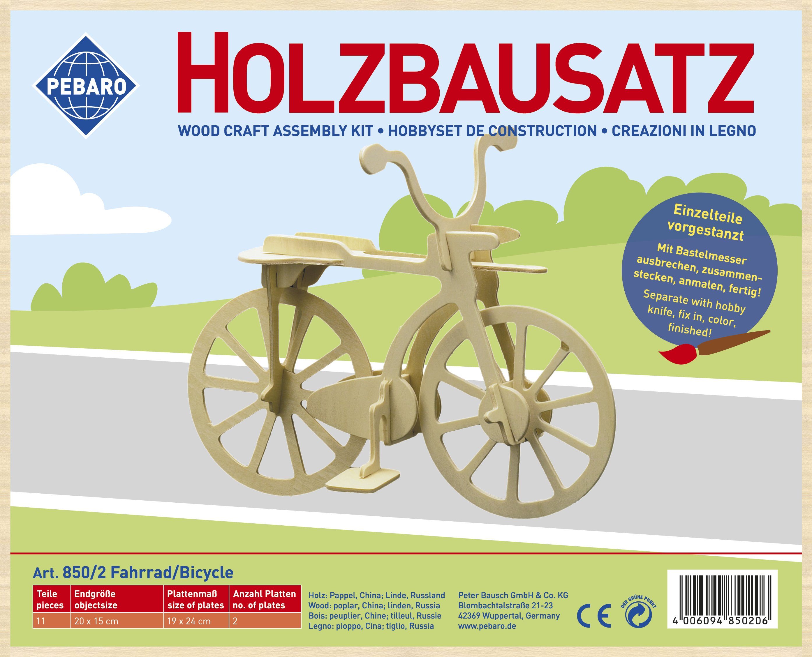 Pebaro 3D-Puzzle Holzbausatz Fahrrad, 850/2, 11 Puzzleteile günstig online kaufen
