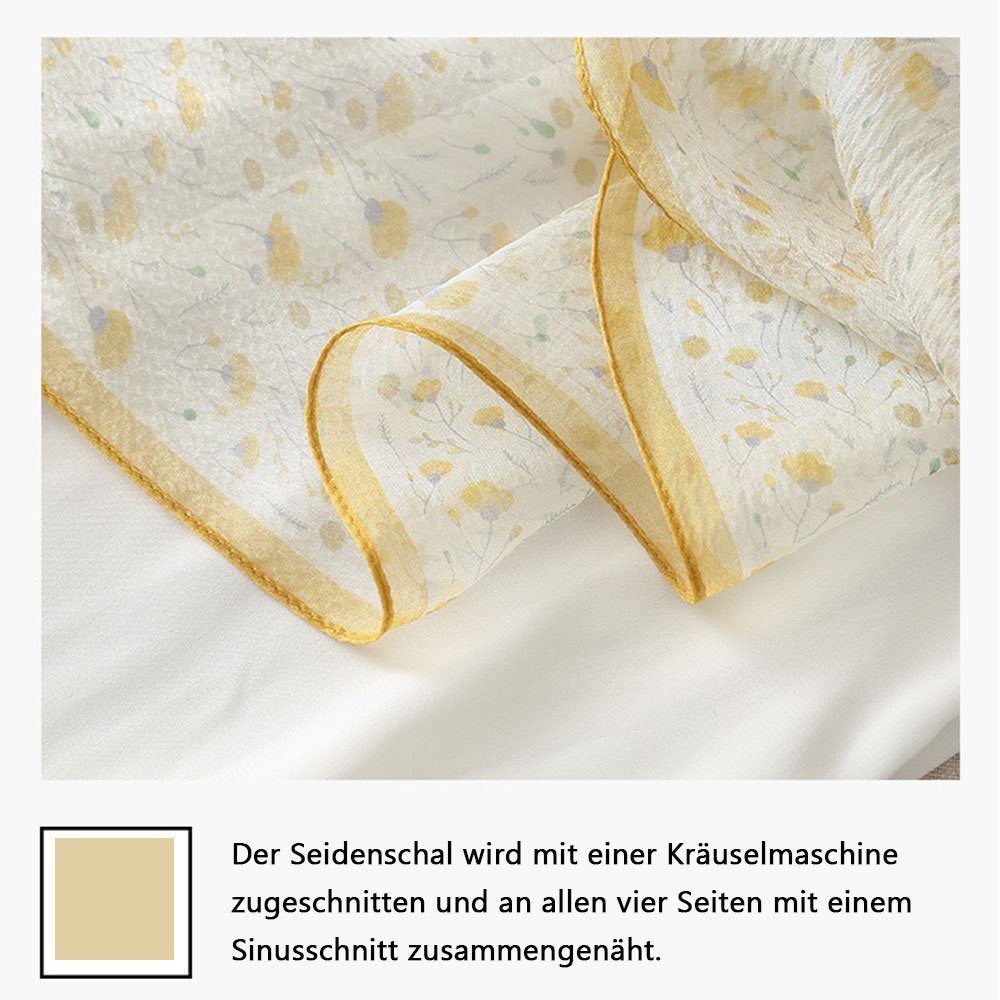 SCRTD Seidenschal Seidenschal Bedruckter Elegante gelb Coloured Light Sun ProtectionSilkScarf