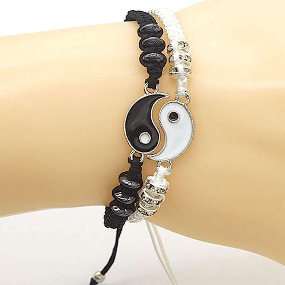 abgestimmte 2 (1-tlg) Yin-Yang-Freundschaftsarmbänder WaKuKa Bettelarmband aufeinander