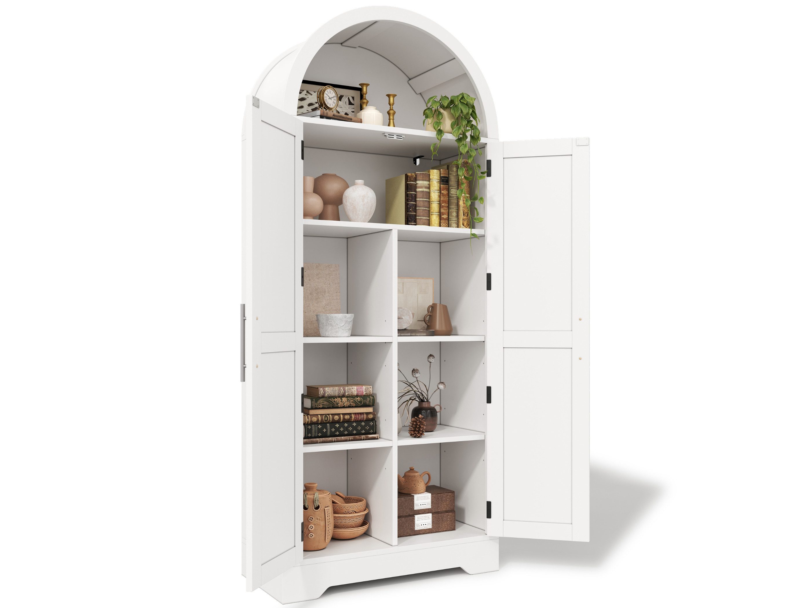 SeedWave Buffet Küchenschrank 170 cm, Buffet mit offenem Fach und Doppeltüren Vorratsschrank mit X-Türdesign, Fächern und erhöhtem Sockel