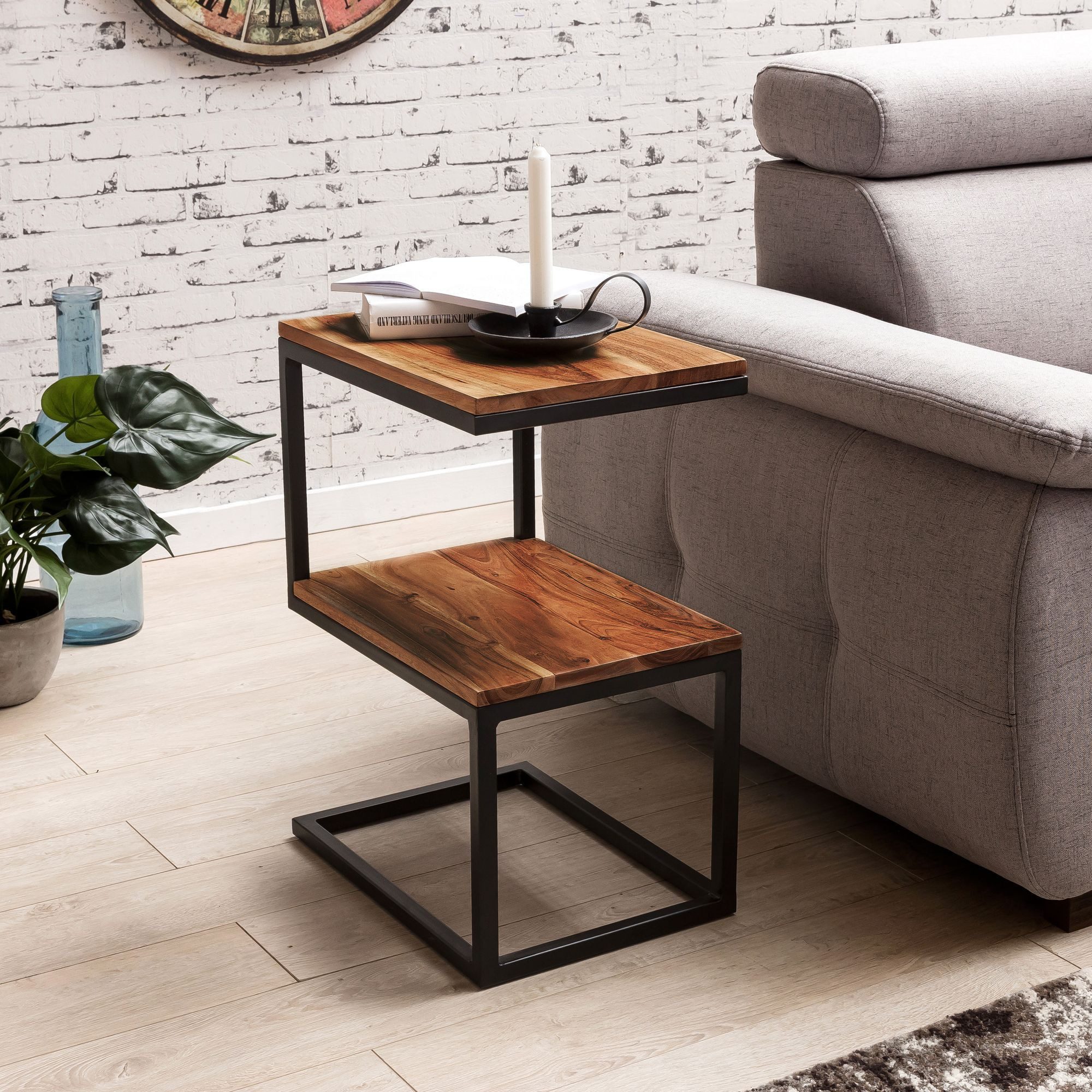 FINEBUY Beistelltisch SuVa10296_1 (S-Form Massivholz / günstig online kaufen