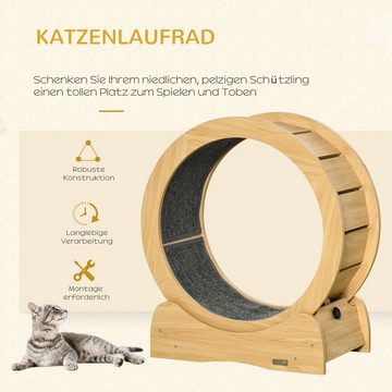 PawHut Kratzbaum Katzenlaufrad für Katzen, inkl. Bremsvorrichtung, Kratzflächen