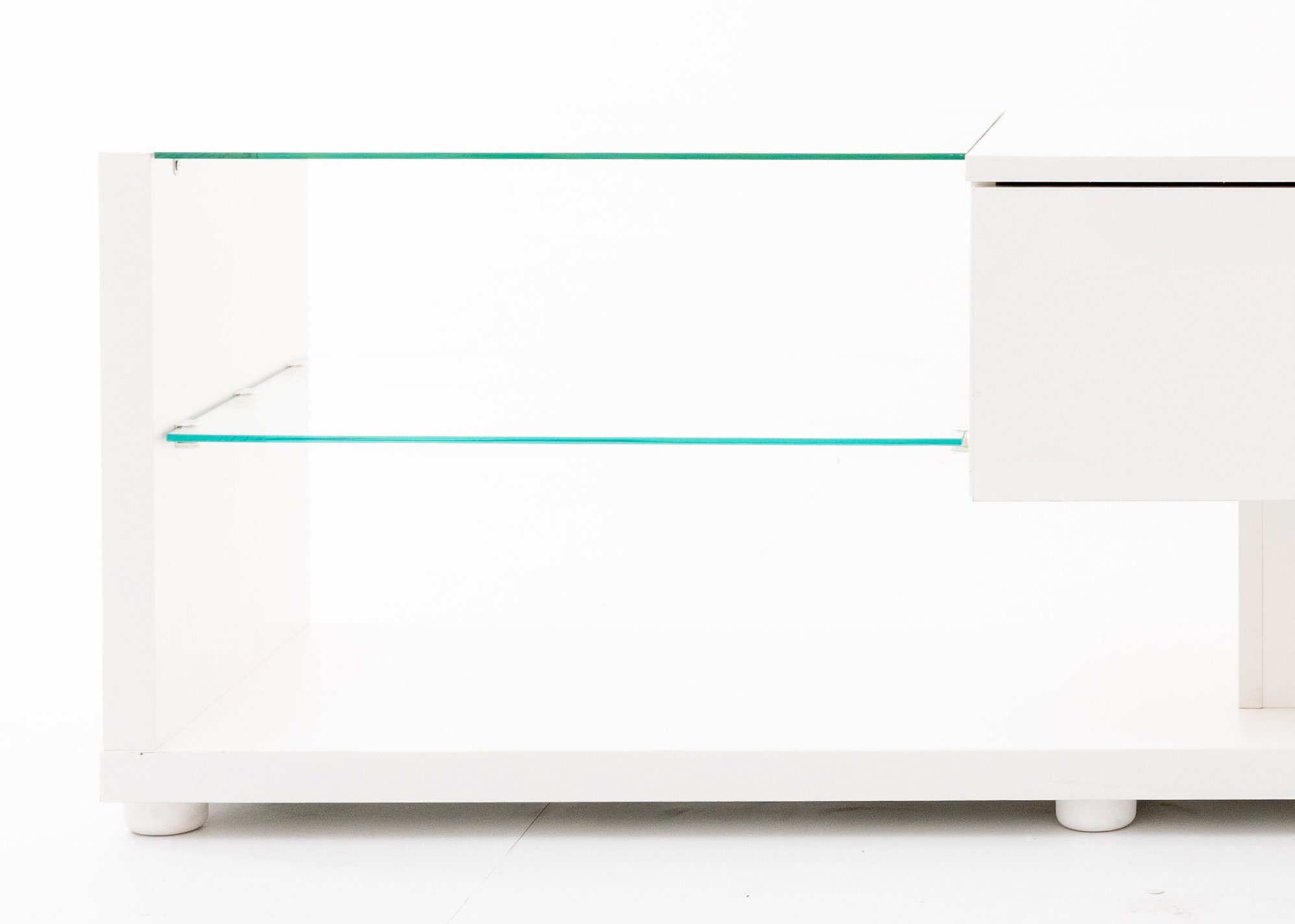 Weiss/Natur Glastrennwand 16-LED Lowboard TV-Schrank Fernsehschrank Odikalo hochglänzende