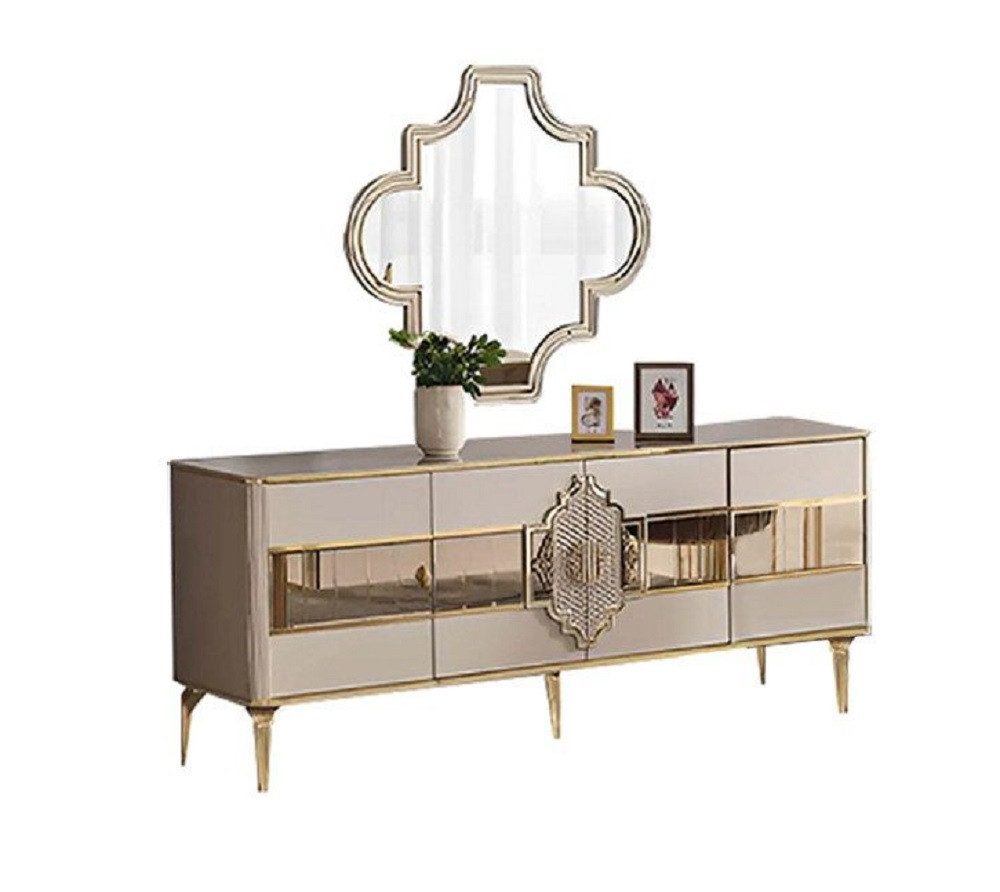 Xlmoebel Sideboard XLMOEBEL Hochkommode in Gold mit Schubladen aus Holzfurnier (1 St), Made in Europa