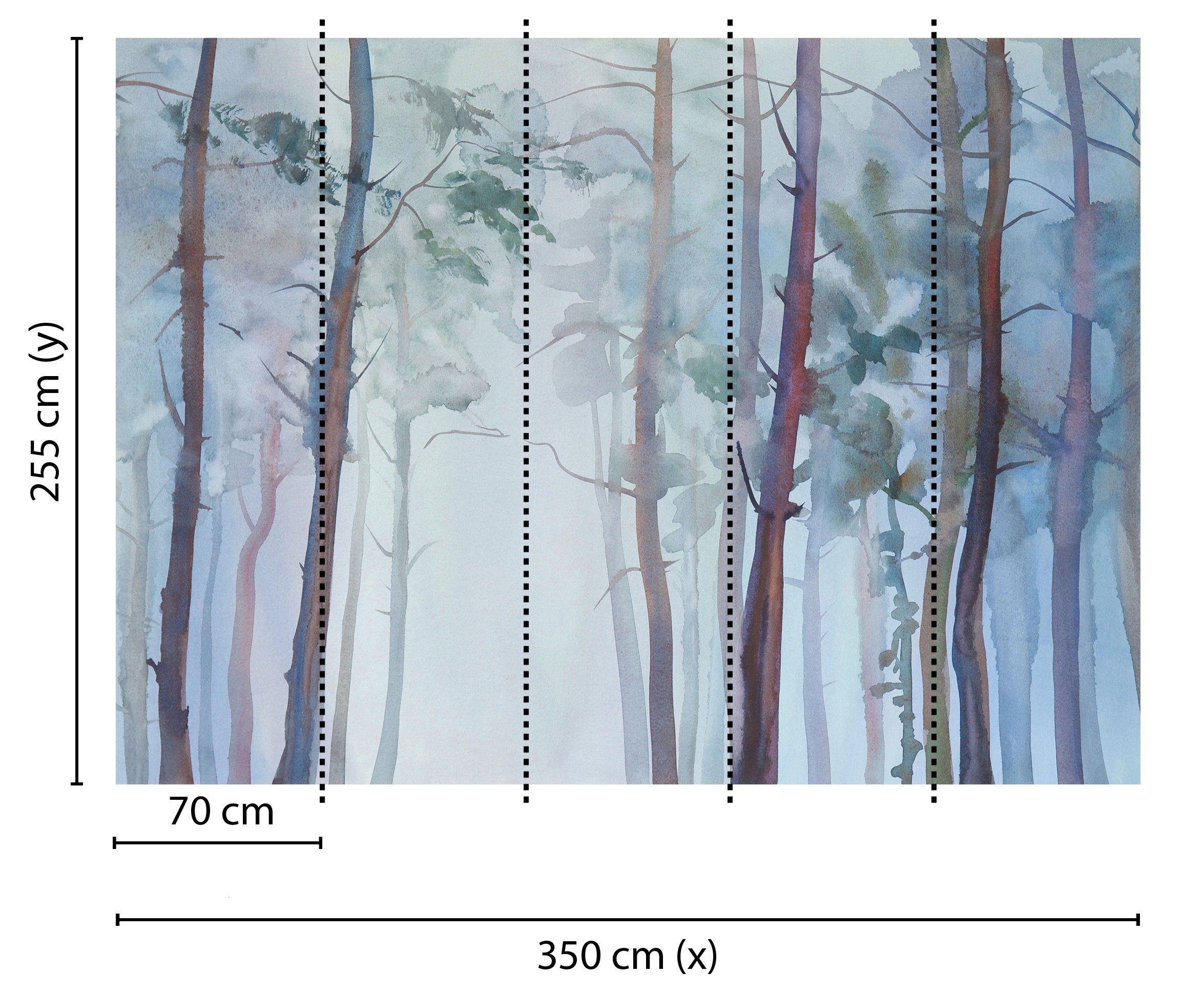 living walls Fototapete Designwalls Aquarelle Fores, glatt, (5 St), Vlies, Wand, Schräge, Decke. Reduzierter Preis € 97,67. Unverbindliche Preisempfehlung € 159,95, (€ 97,67 pro 1 Stk)