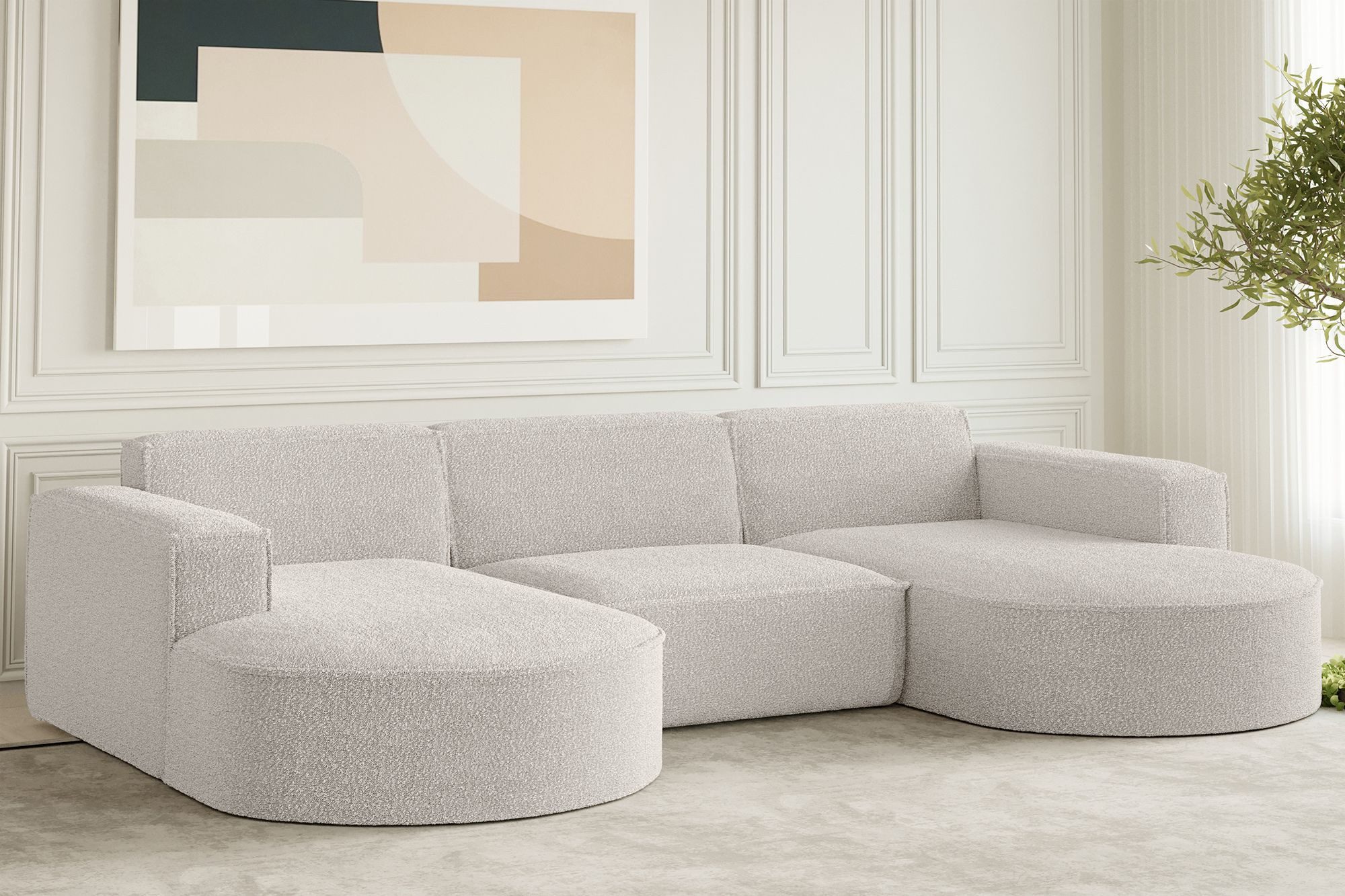 Kaiser Möbel Ecksofa Ecksofa Designer, Sofa U Form MODENA Stoff Loop