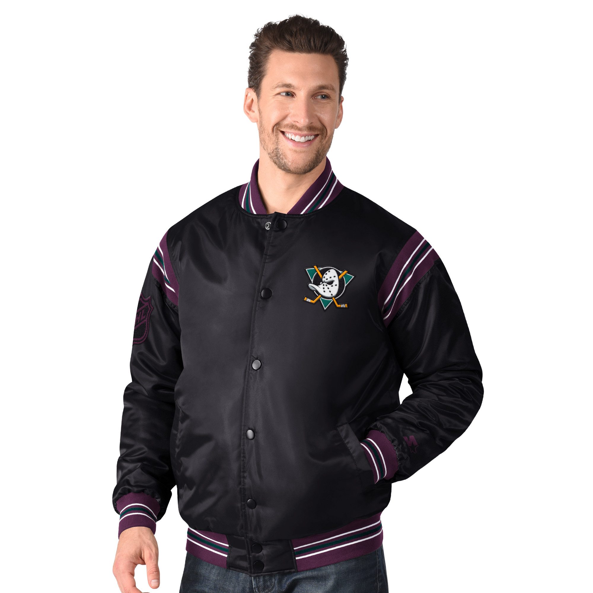 Starter Bomberjacke Starter Jacke Anaheim Ducks Starter Satin Varsity