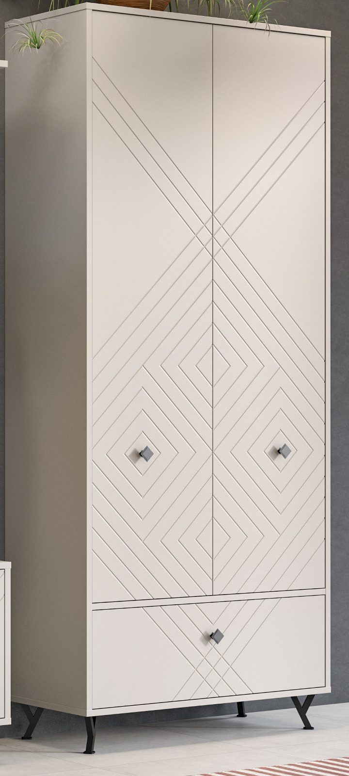 Inn.Furn Schuhschrank Apunti (Großer Flurschrank sandfarben, 90 x 190 cm) bis zu 42 Schuhe