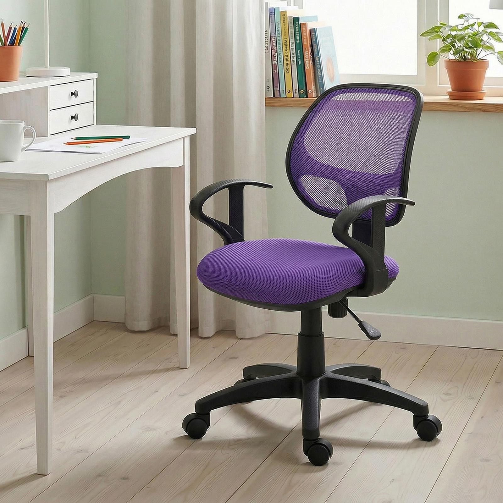 IDIMEX Schreibtischstuhl COOL, für Kinder ergonomisch und höhenverstellbar mit Armlehnen Lila