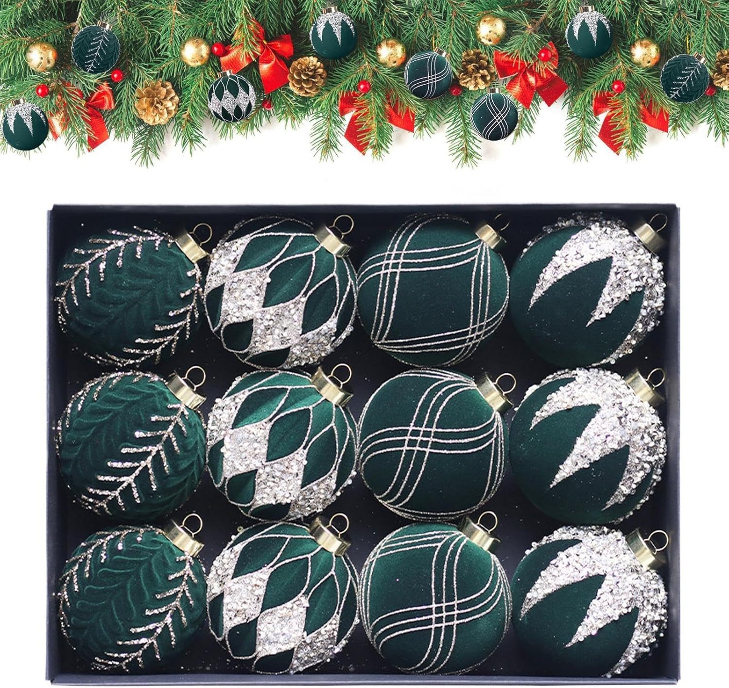 Coonoor Weihnachtsbaumkugel 12 Stück Christbaumkugeln, 8cm Weihnachtskugel, Christbaumschmuck, Weihnachtsbaumschmuck,deko Weihnachten