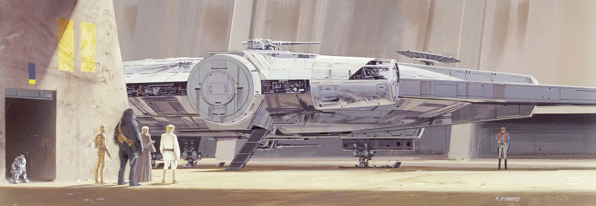 Komar Fototapete STAR WARS Classic RMQ Millennium Falcon - Größe 368 x 127 cm, glatt, bedruckt, Kinderzimmer