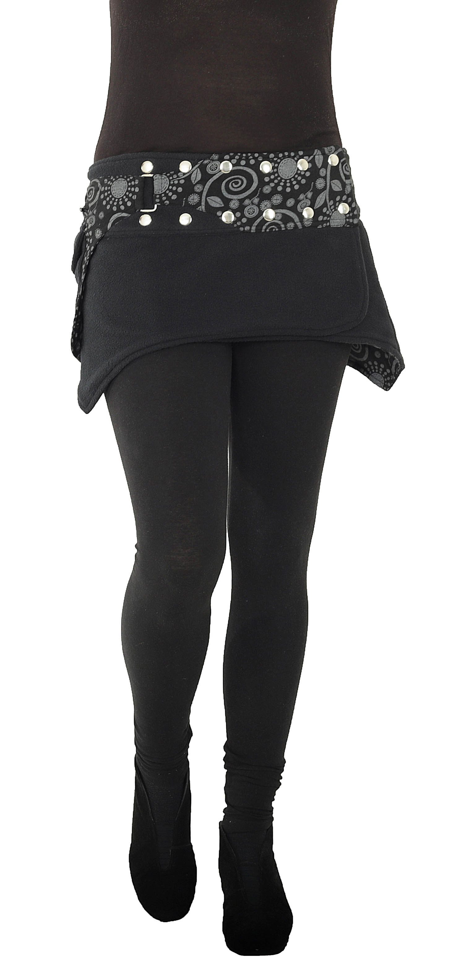 PUREWONDER Wickelrock Damen Wickelrock, Nierenwärmer und Cacheur aus Fleece sk22 Schwarz 2 aus Fleece