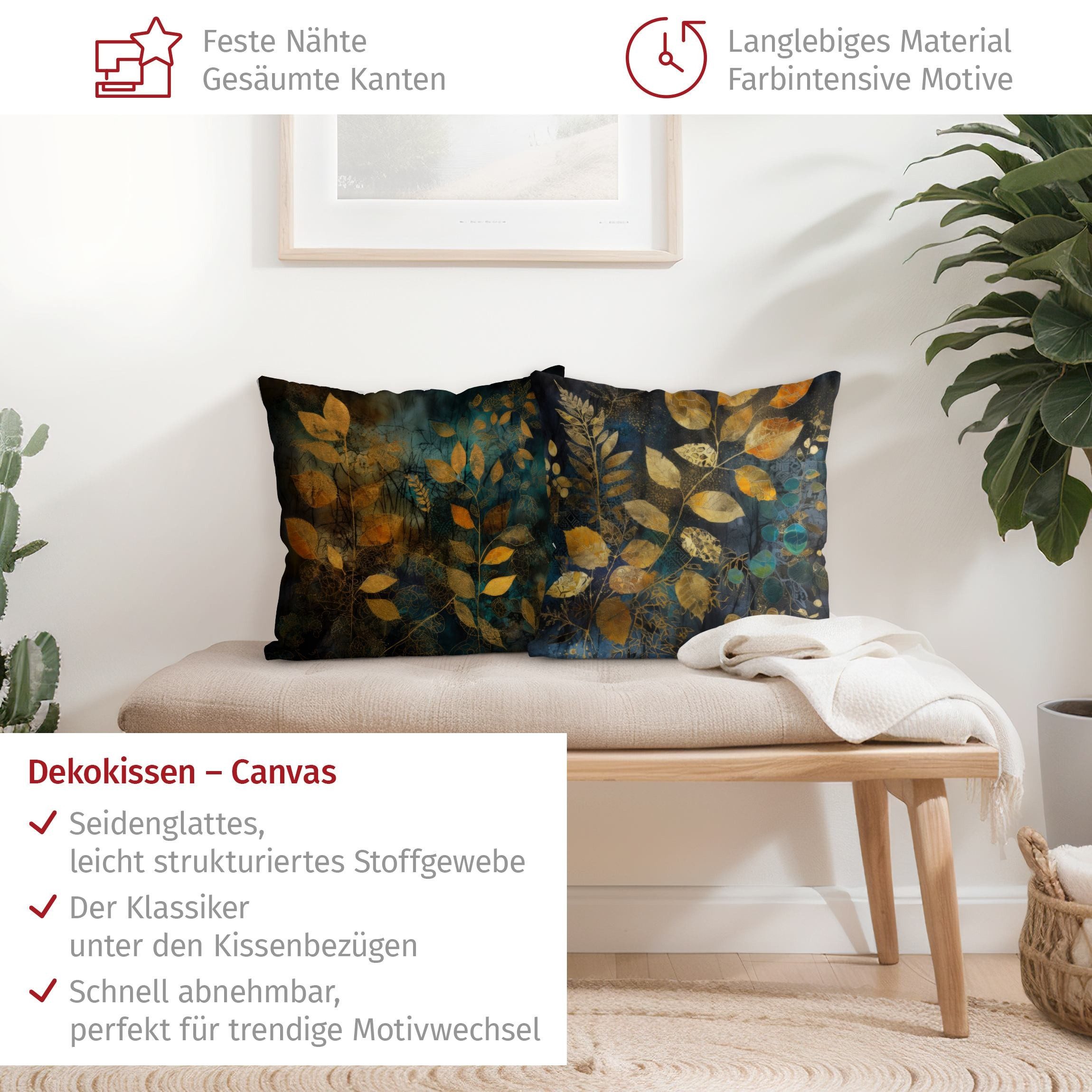 Bilderdepot24 Dekokissen 2-teilig drinnen Kissenhülle/ Sofakissen/ Zierkissen Kissenhülle gold, Bezug mit / ohne Füllung Zierkissen Outdoor Sofa Bett