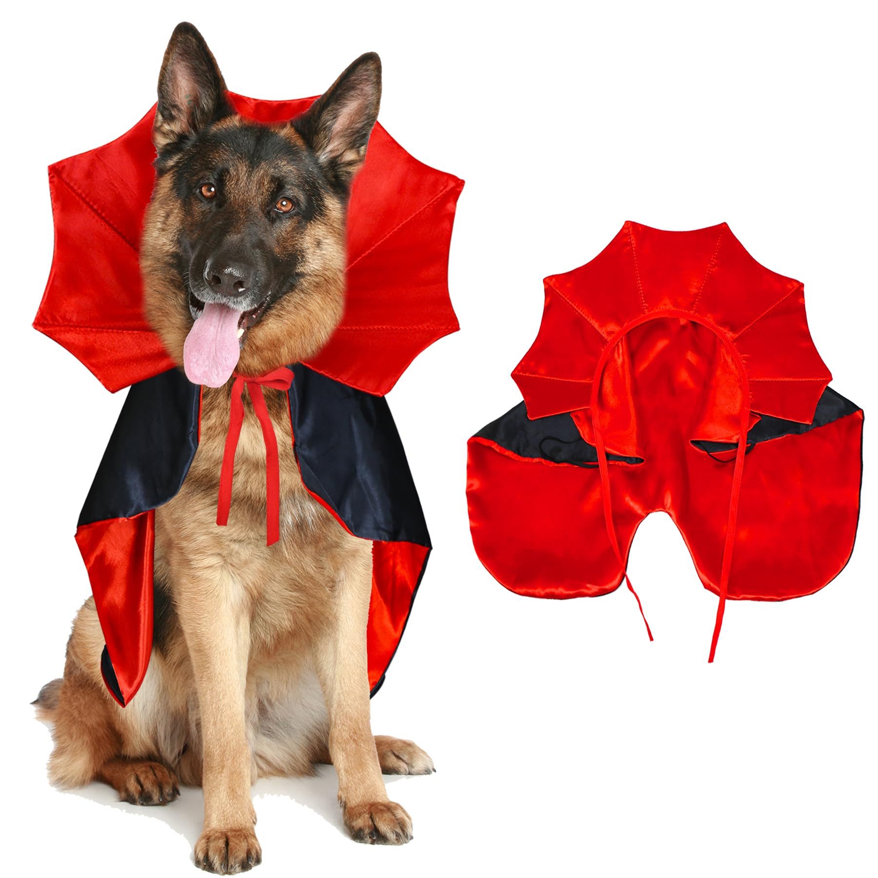 Ledander Hundekostüm Halloween-Hundekostüm,Vampir-Teufel-Kostüm, Haustier Kostümumhang, geeignet für kleine, mittelgroße, große Hunde und Haustiere (L)