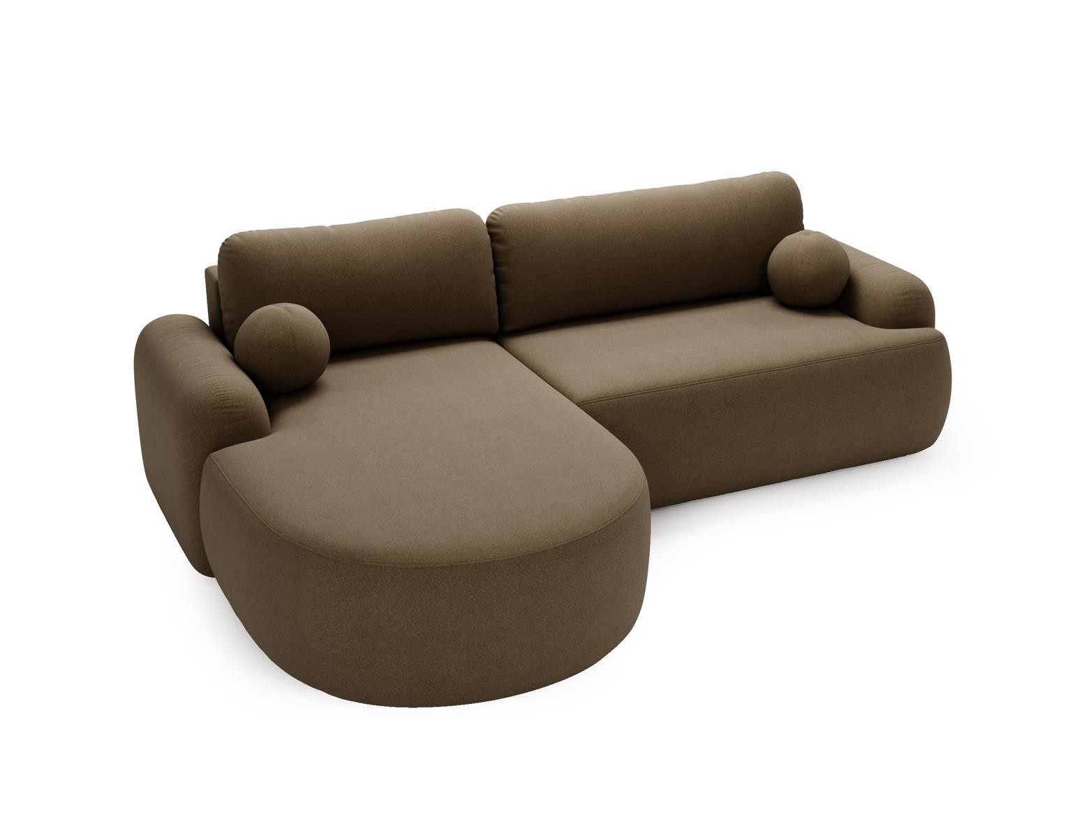 Compleo Ecksofa boucle, Designer Couch L-form, Rundes Design, 261 cm breit OLIO, TOPSELLER, MADE IN EU