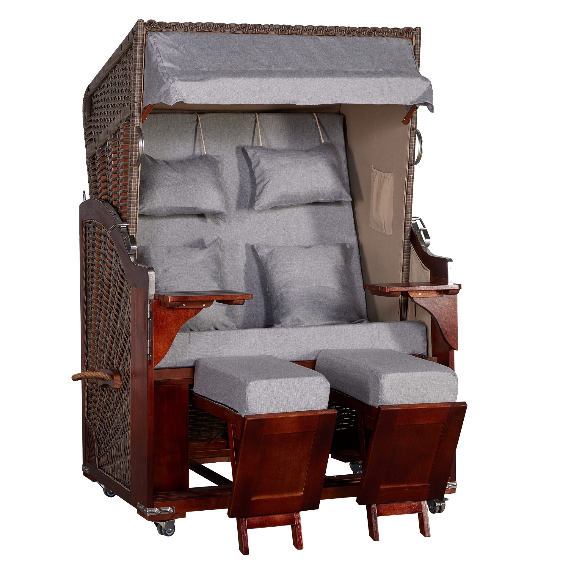 WebaVita Strandkorb Karibik 2-Sitzer Grau - FSC 100%, BxTxH: 123x90x170 cm, Strandkorb