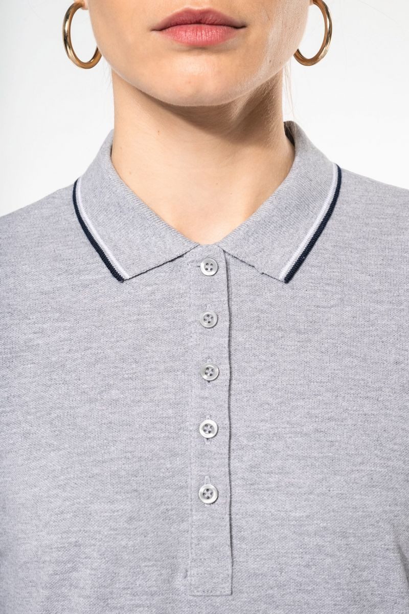 Kariban Langarm-Poloshirt Langarm-Polohemd aus Piqué für Damen