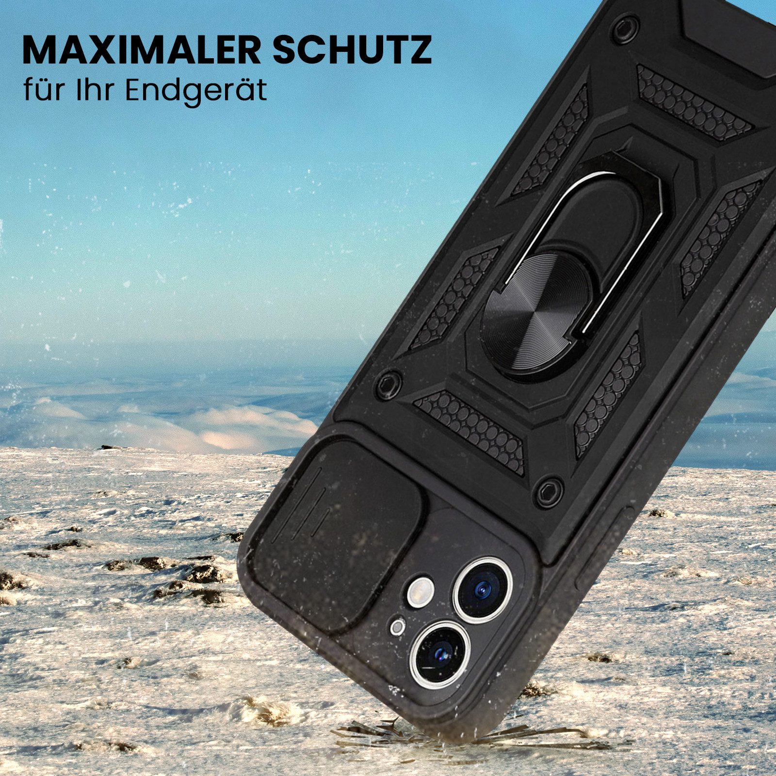 Tec-Expert Handyhülle Outdoor Cover Hülle für Apple iPhone 12 6.1 Zoll, 6.1", Premium Hülle mit Kameraschutz aus verstärktem Polycarbonat