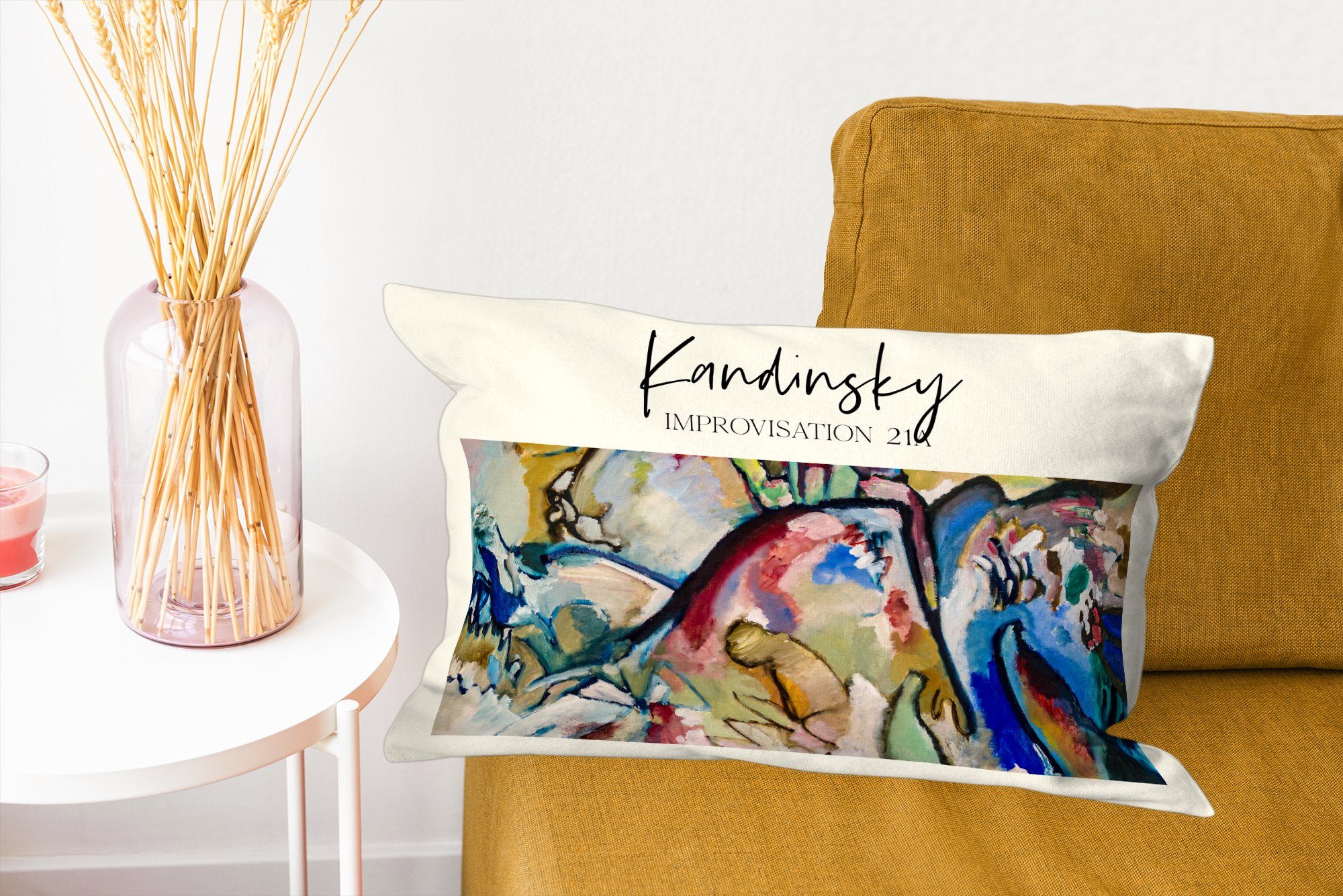 Wohzimmer Kandinsky mit Alte Zierkissen, Schlafzimmer - Dekoration, Dekokissen - 21A Füllung, MuchoWow Wassily Meister, Improvisation Dekokissen